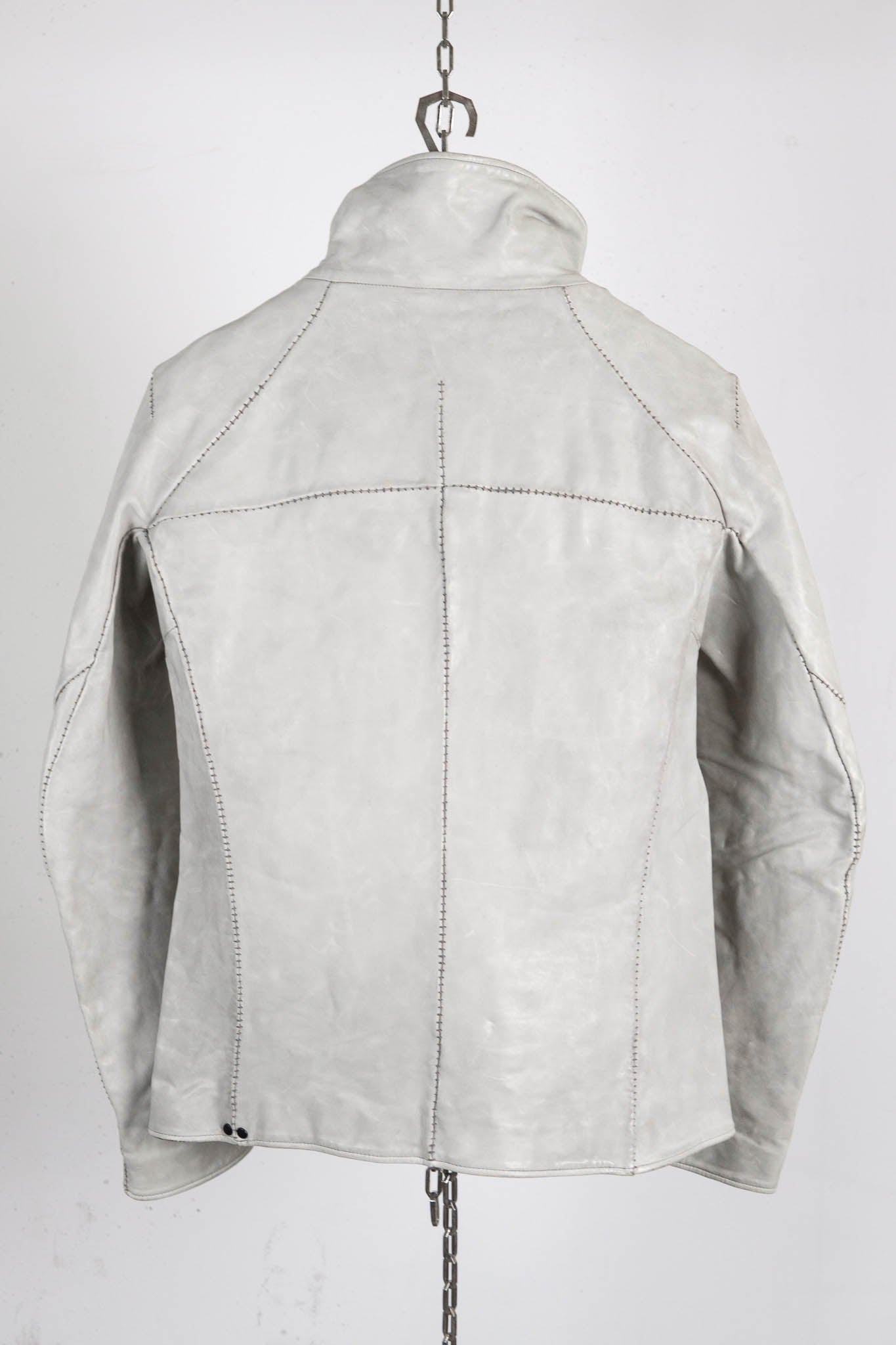 HORSE WHITE LEATHER HIGH COLLAR DARTS SHOULDER JACKET JB-5S