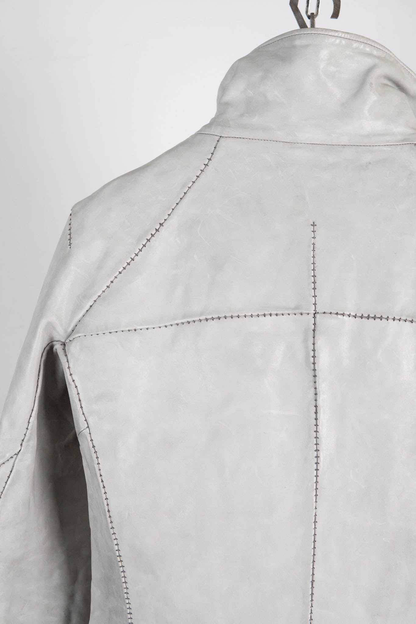 HORSE WHITE LEATHER HIGH COLLAR DARTS SHOULDER JACKET JB-5S