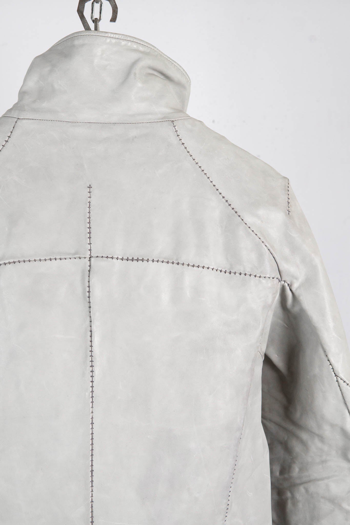 HORSE WHITE LEATHER HIGH COLLAR DARTS SHOULDER JACKET JB-5S