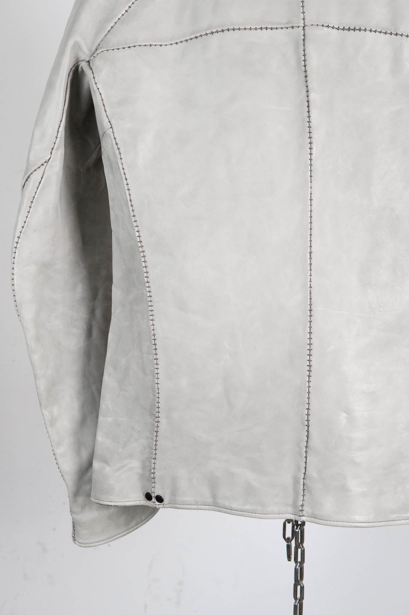 HORSE WHITE LEATHER HIGH COLLAR DARTS SHOULDER JACKET JB-5S