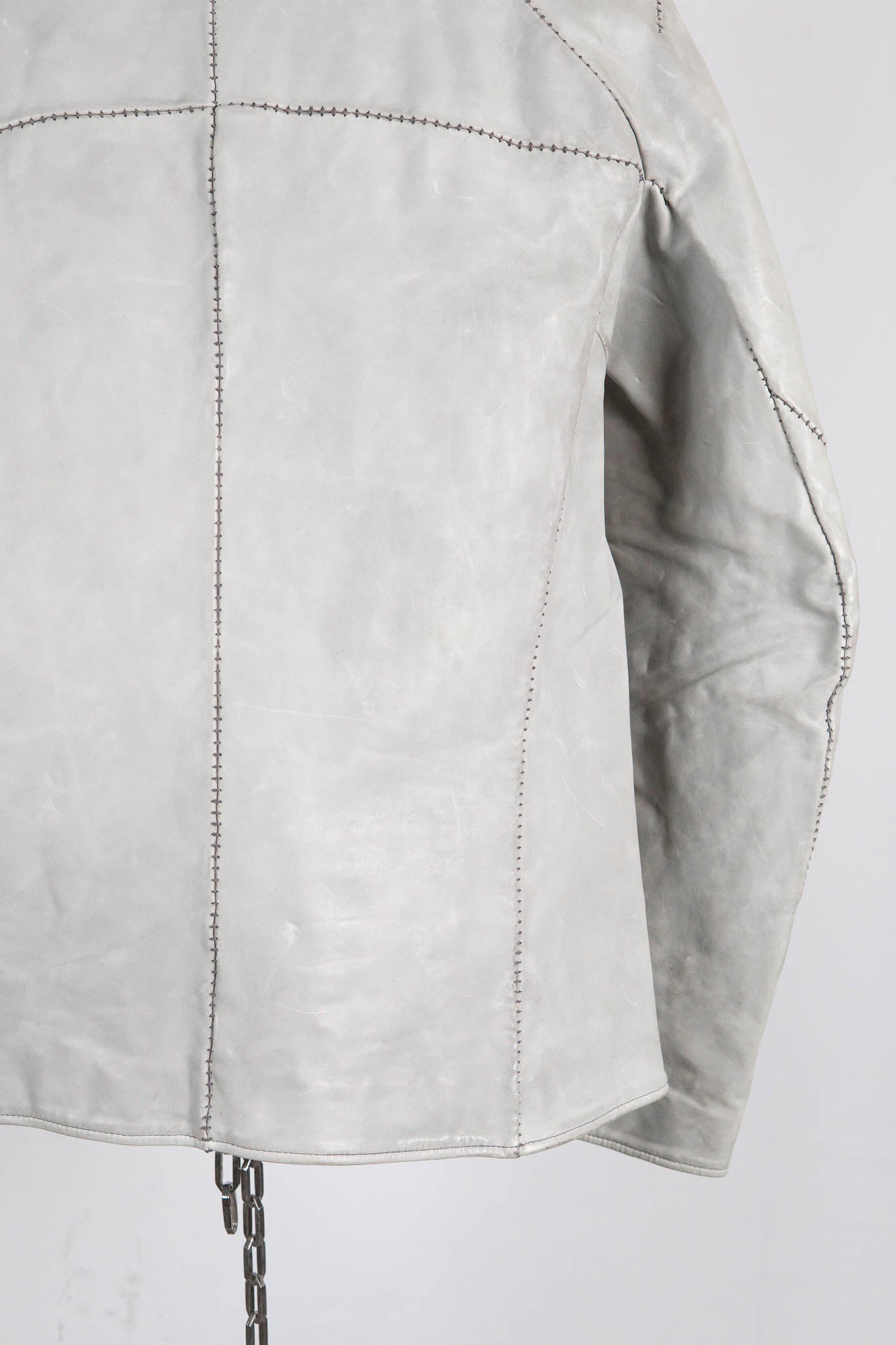 HORSE WHITE LEATHER HIGH COLLAR DARTS SHOULDER JACKET JB-5S