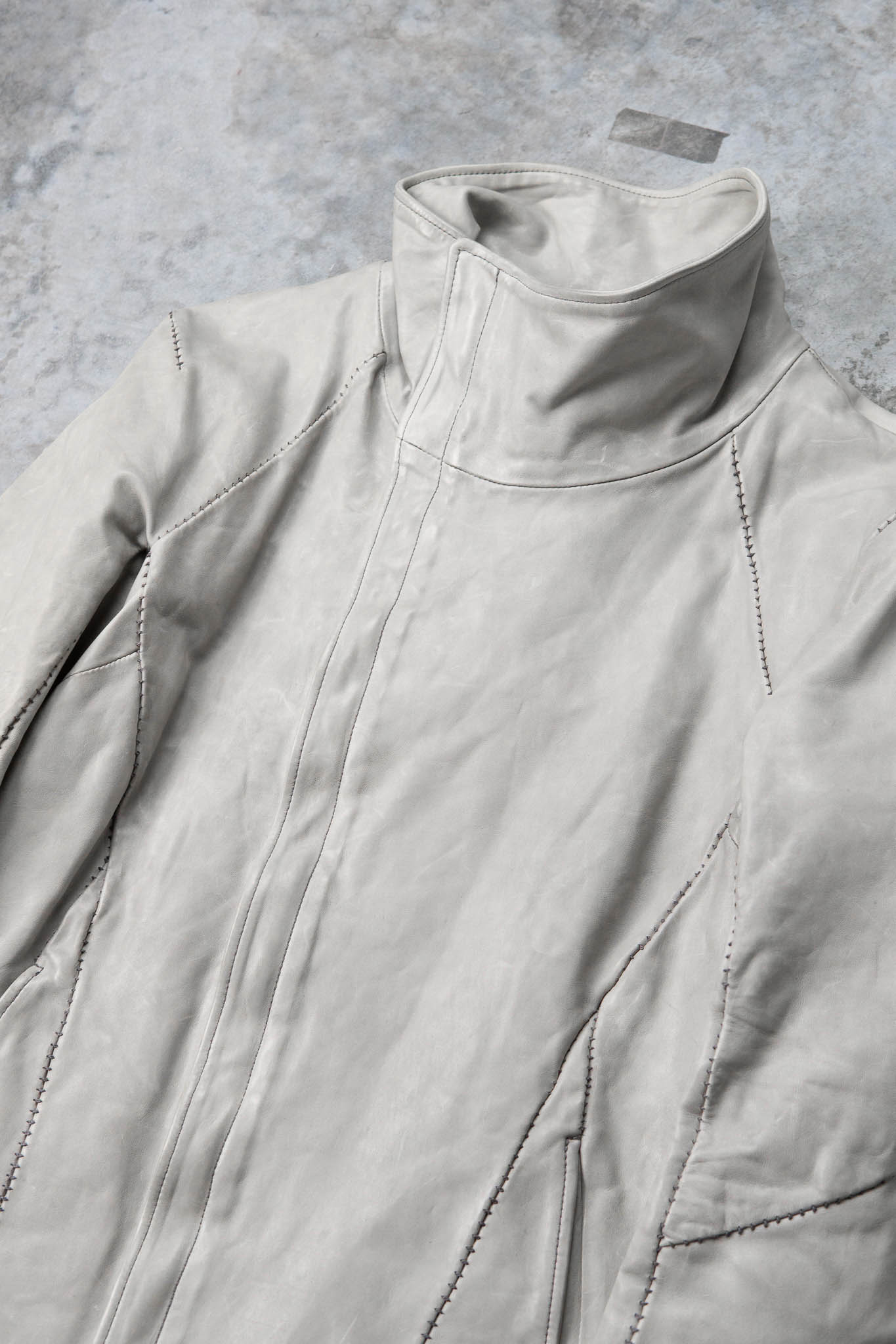 HORSE WHITE LEATHER HIGH COLLAR DARTS SHOULDER JACKET JB-5S