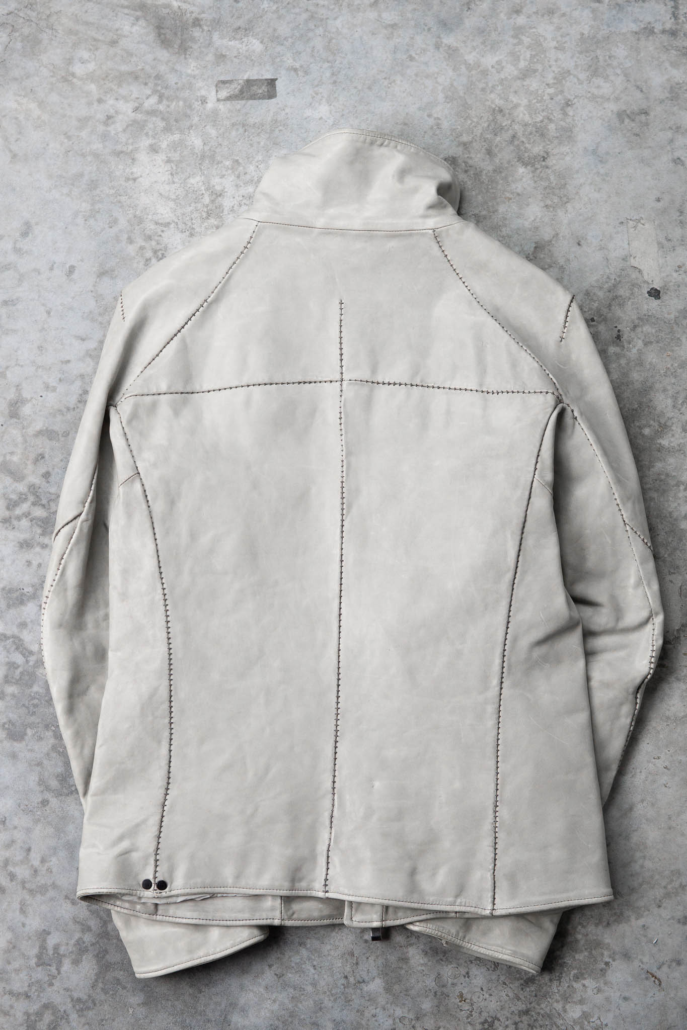HORSE WHITE LEATHER HIGH COLLAR DARTS SHOULDER JACKET JB-5S