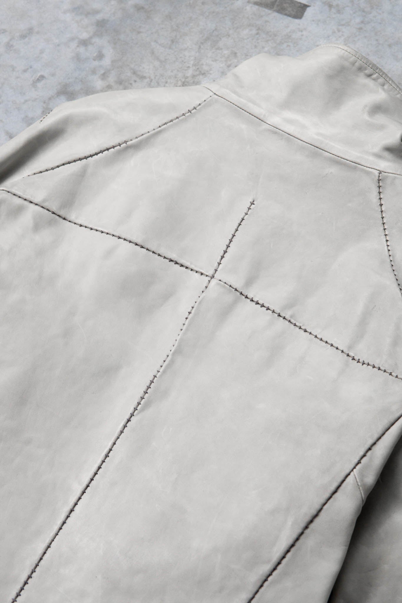HORSE WHITE LEATHER HIGH COLLAR DARTS SHOULDER JACKET JB-5S