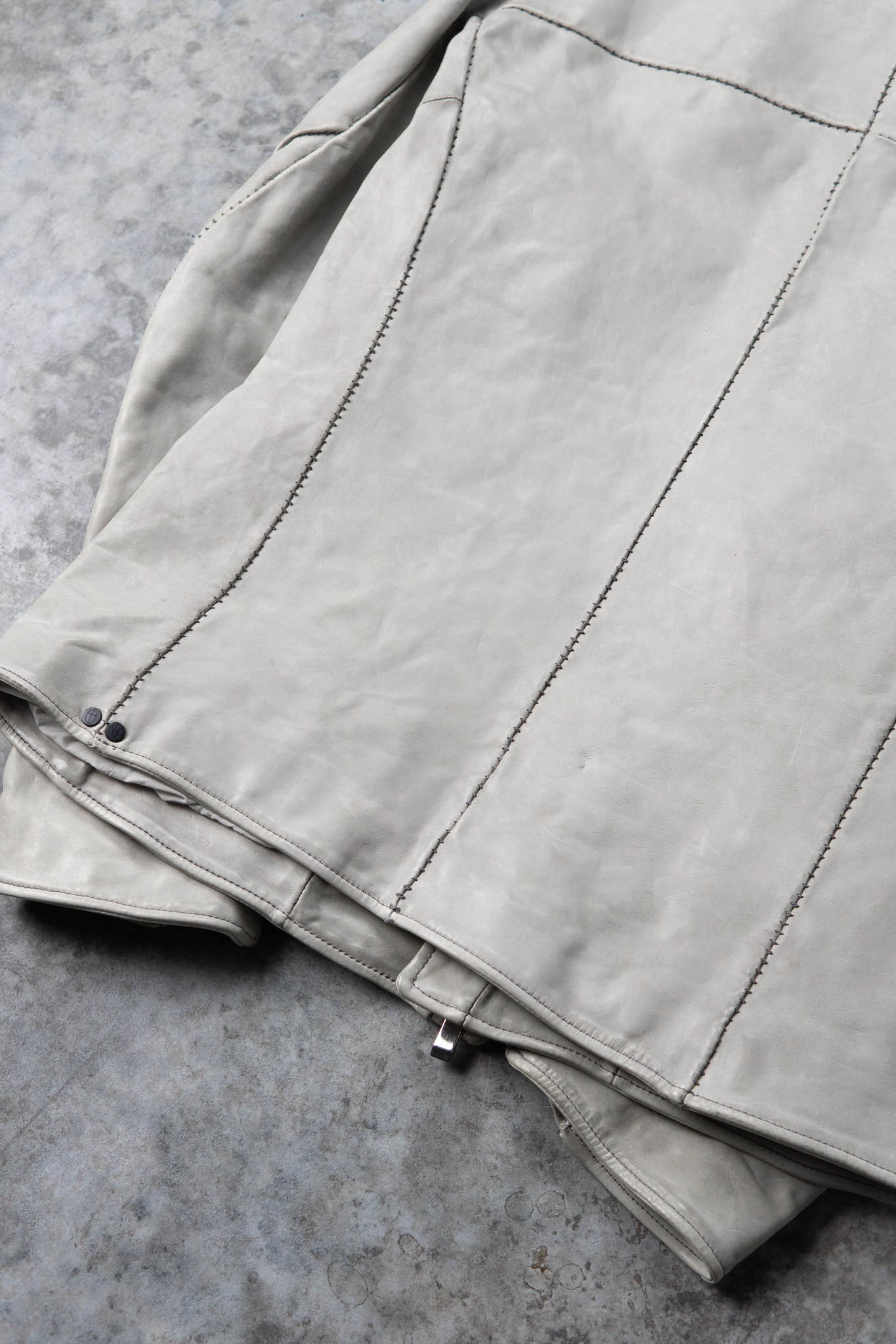 HORSE WHITE LEATHER HIGH COLLAR DARTS SHOULDER JACKET JB-5S
