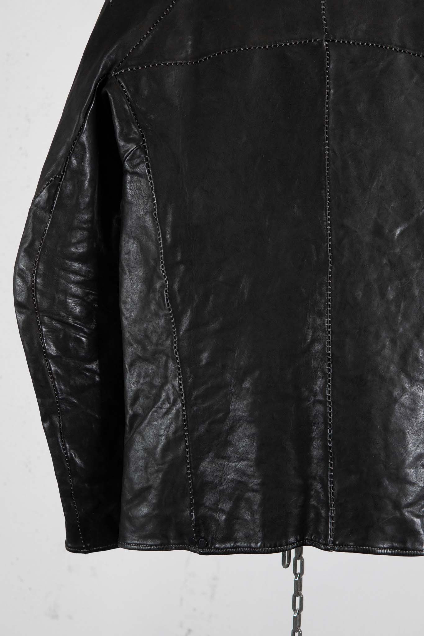 HORSE LEATHER HIGH NECK LAGRAN DARTS SHOULDER BLOUSON W/POCKET LINED JB-5