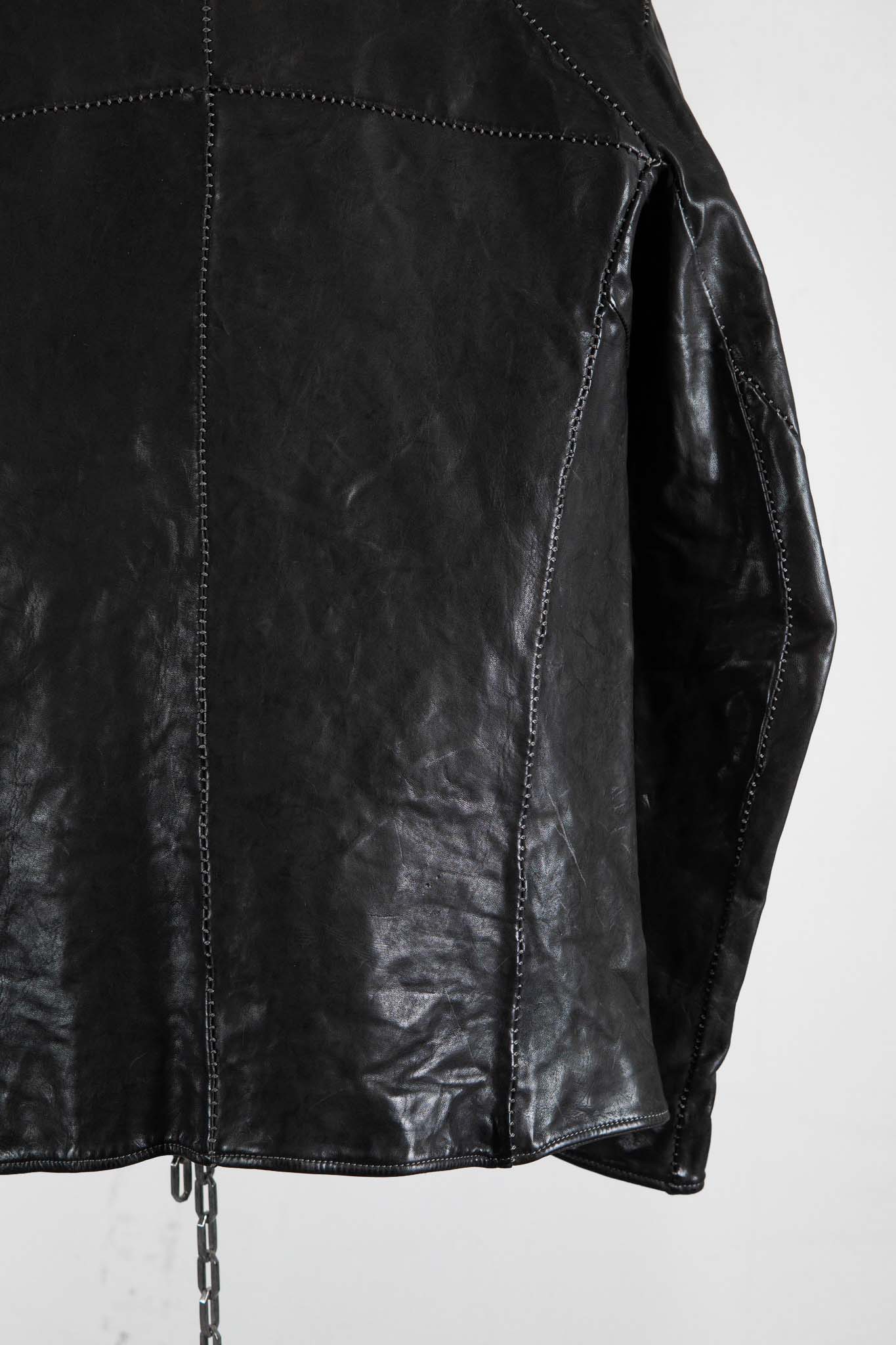 HORSE LEATHER HIGH NECK LAGRAN DARTS SHOULDER BLOUSON W/POCKET LINED JB-5