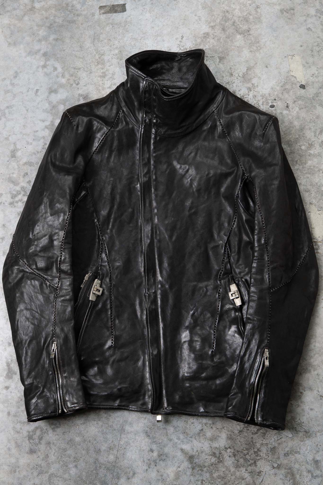 HORSE LEATHER HIGH NECK LAGRAN DARTS SHOULDER BLOUSON W/POCKET LINED JB-5