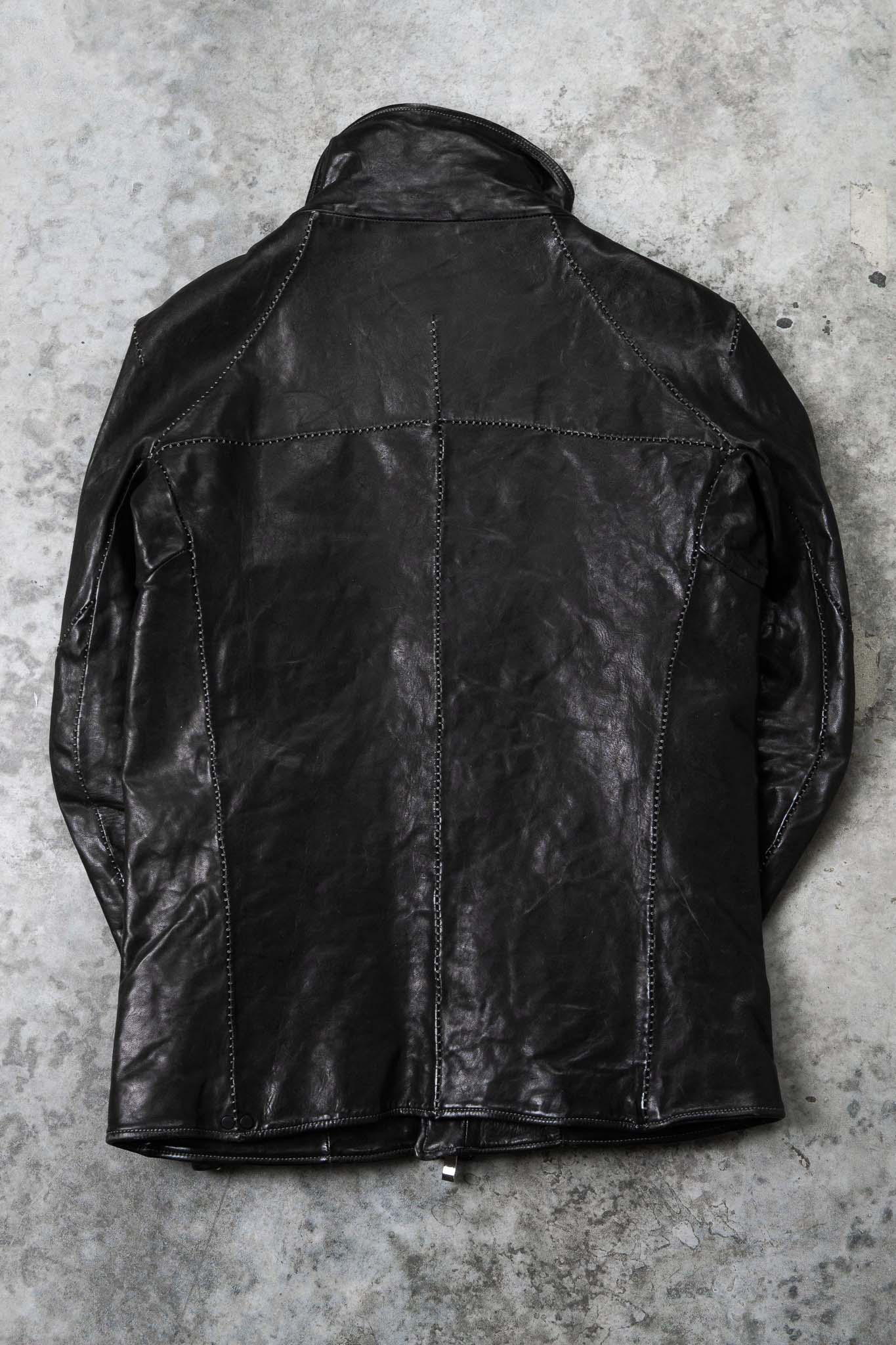 HORSE LEATHER HIGH NECK LAGRAN DARTS SHOULDER BLOUSON W/POCKET LINED JB-5