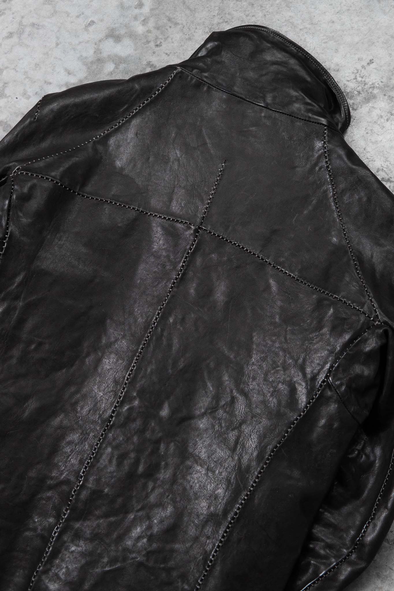 HORSE LEATHER HIGH NECK LAGRAN DARTS SHOULDER BLOUSON W/POCKET LINED JB-5
