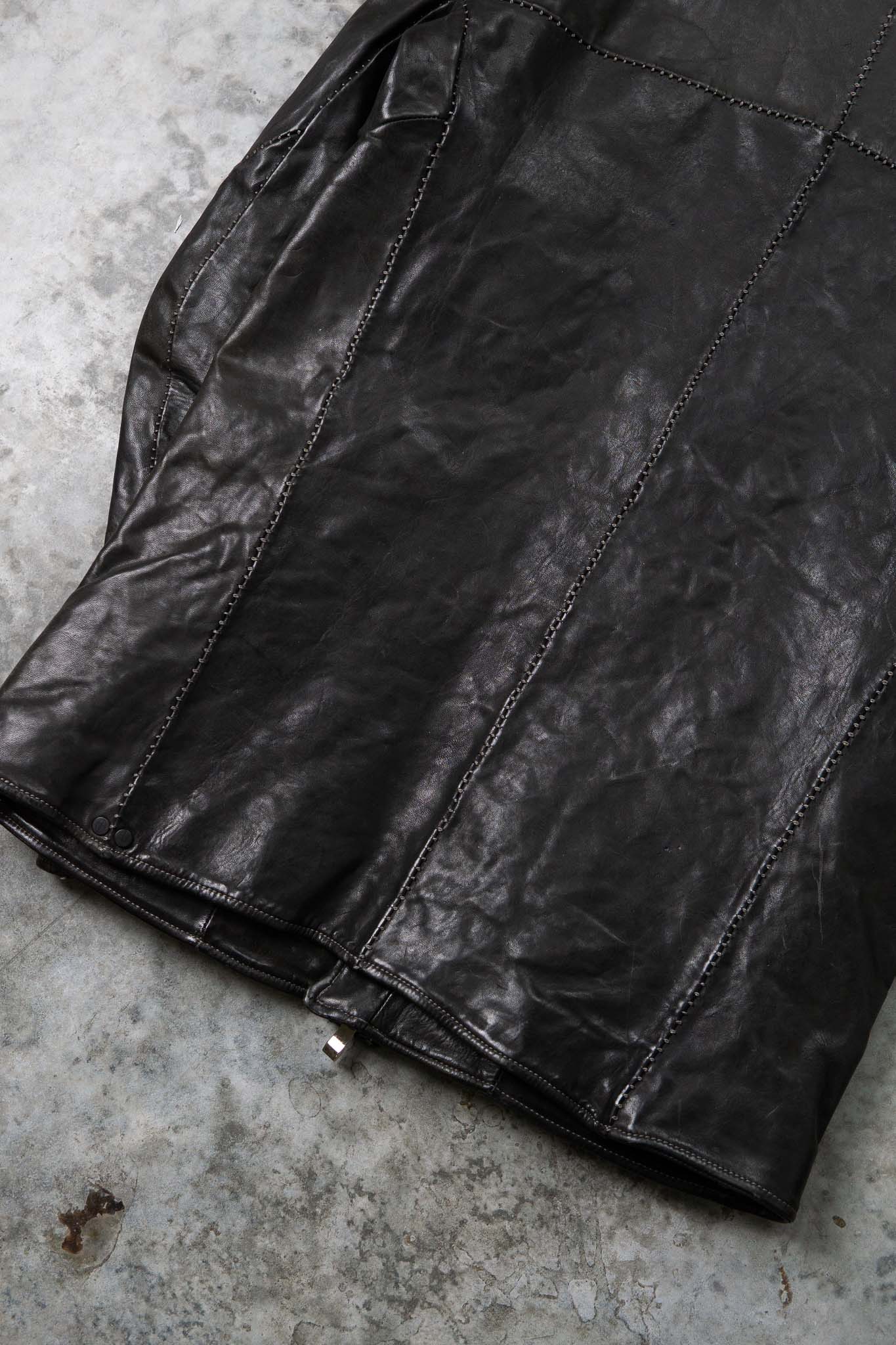 HORSE LEATHER HIGH NECK LAGRAN DARTS SHOULDER BLOUSON W/POCKET LINED JB-5