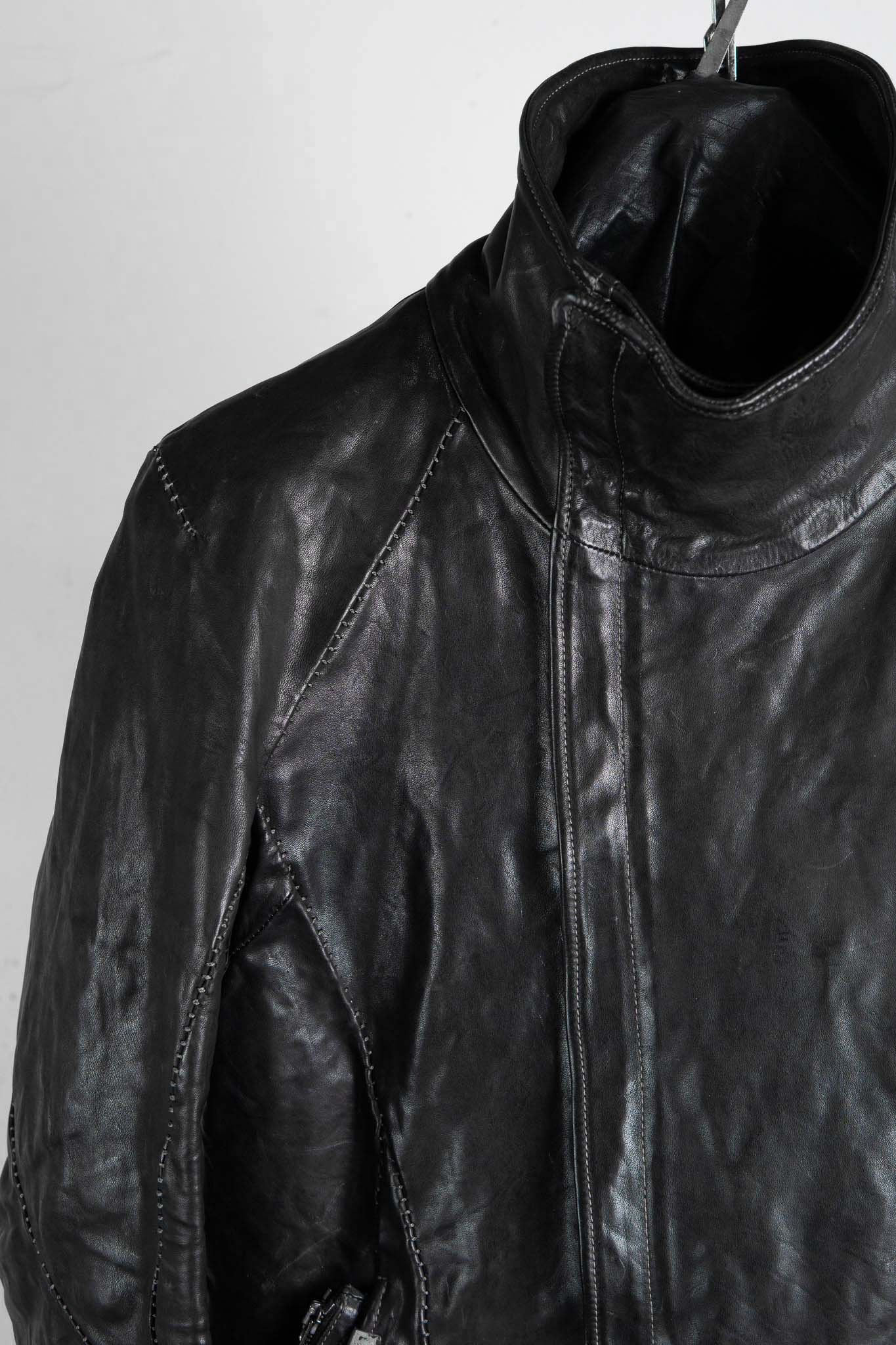 HORSE LEATHER HIGH NECK LAGRAN DARTS SHOULDER BLOUSON W/POCKET LINED JB-5