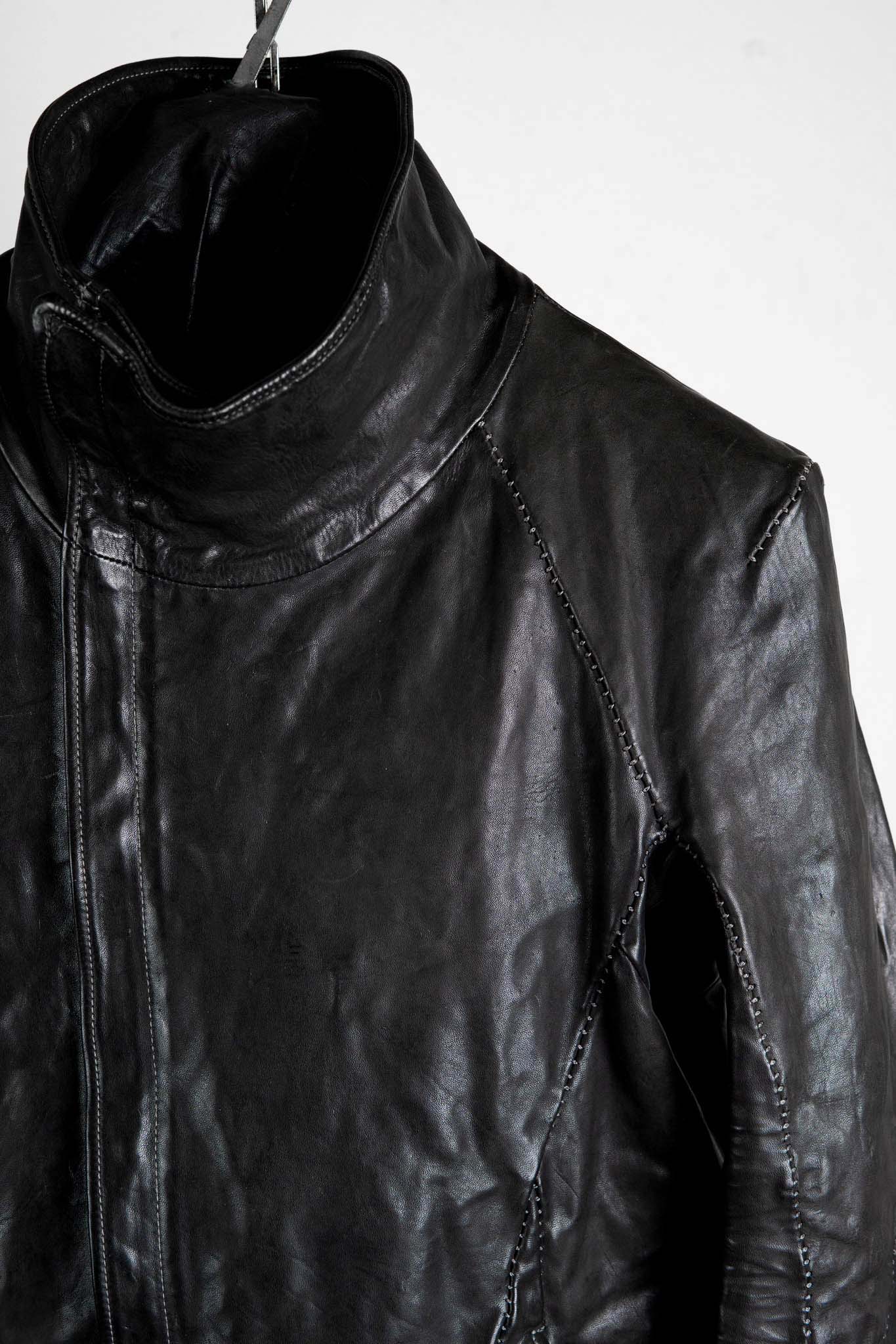 HORSE LEATHER HIGH NECK LAGRAN DARTS SHOULDER BLOUSON W/POCKET LINED JB-5