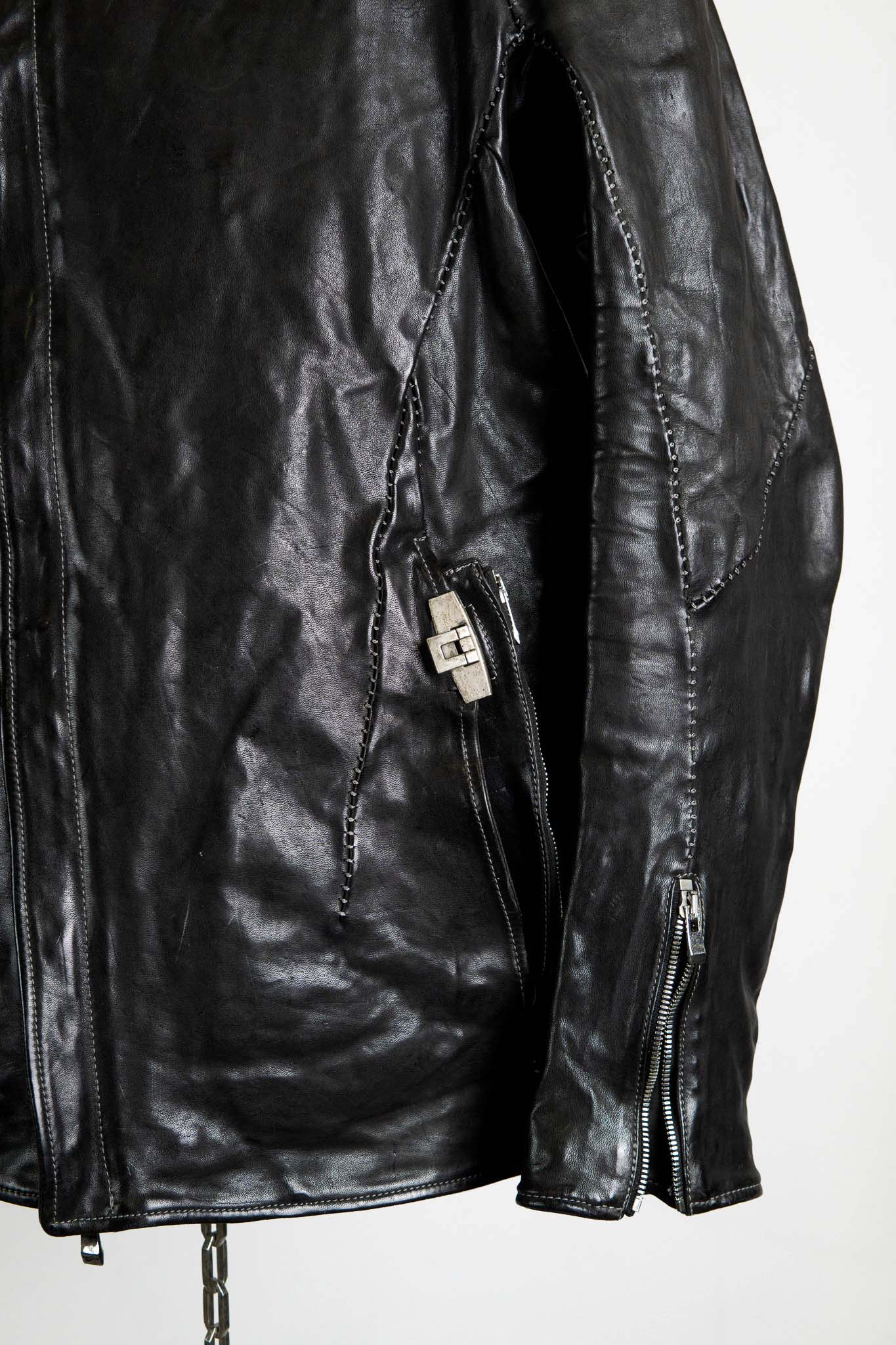 HORSE LEATHER HIGH NECK LAGRAN DARTS SHOULDER BLOUSON W/POCKET LINED JB-5