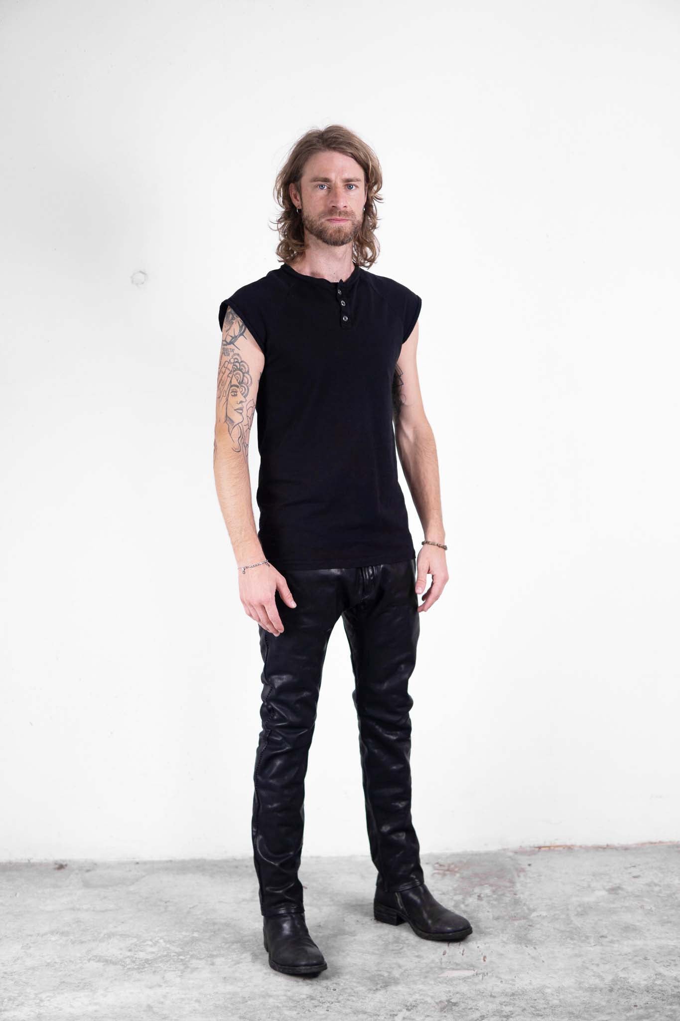 CALF  LEATHER PANTS PMTP-1 HALF LINED
