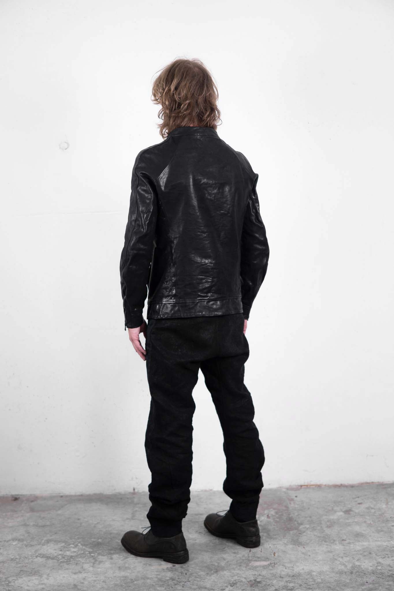 CALF SHOULDER LEATHER ZIP FRONT BLOUSON LINED  SJ-1