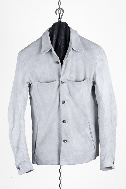 HEAVY WEIGHT SHEEP WHITE LEATHER SHIRT COLLAR BLOUSON LINED BD-3
