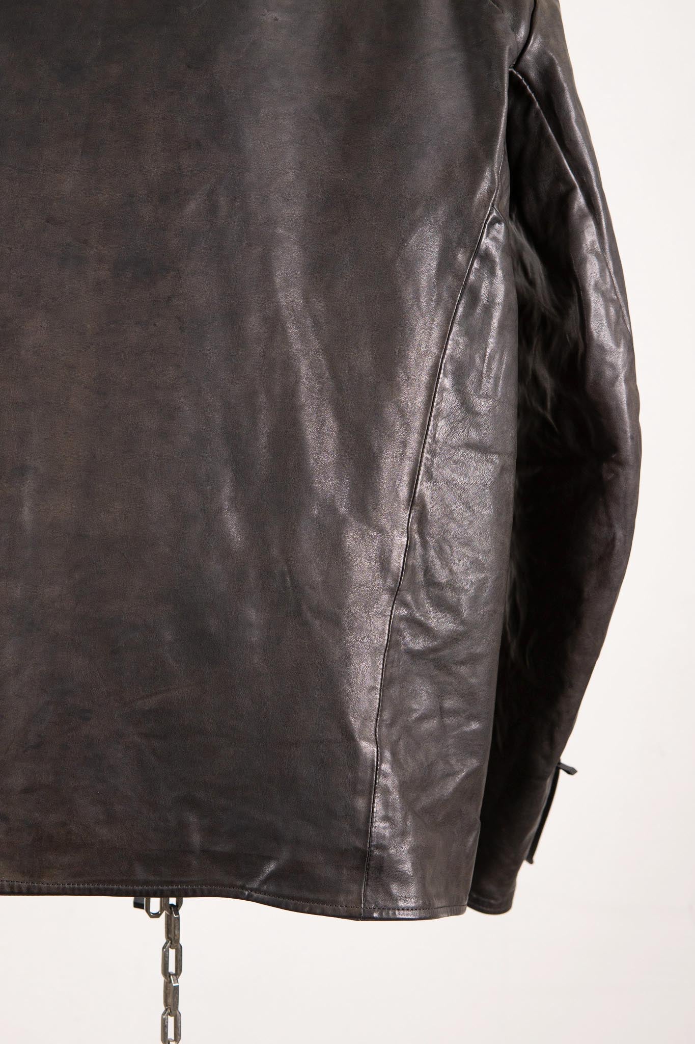 HORSE LEATHER T/NECK ZIP BLOUSON LINED TN-1Z