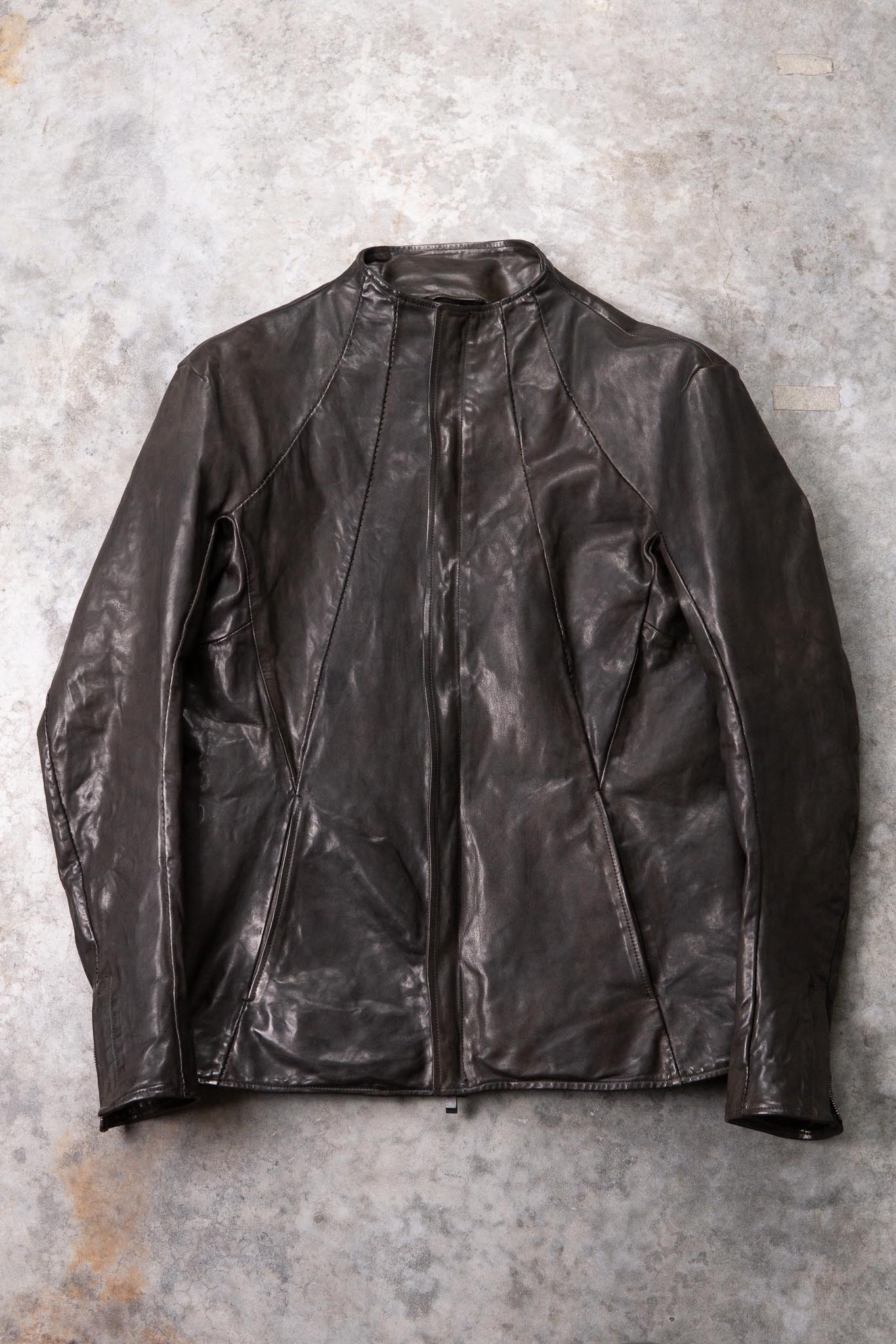 HORSE LEATHER T/NECK ZIP BLOUSON LINED TN-1Z