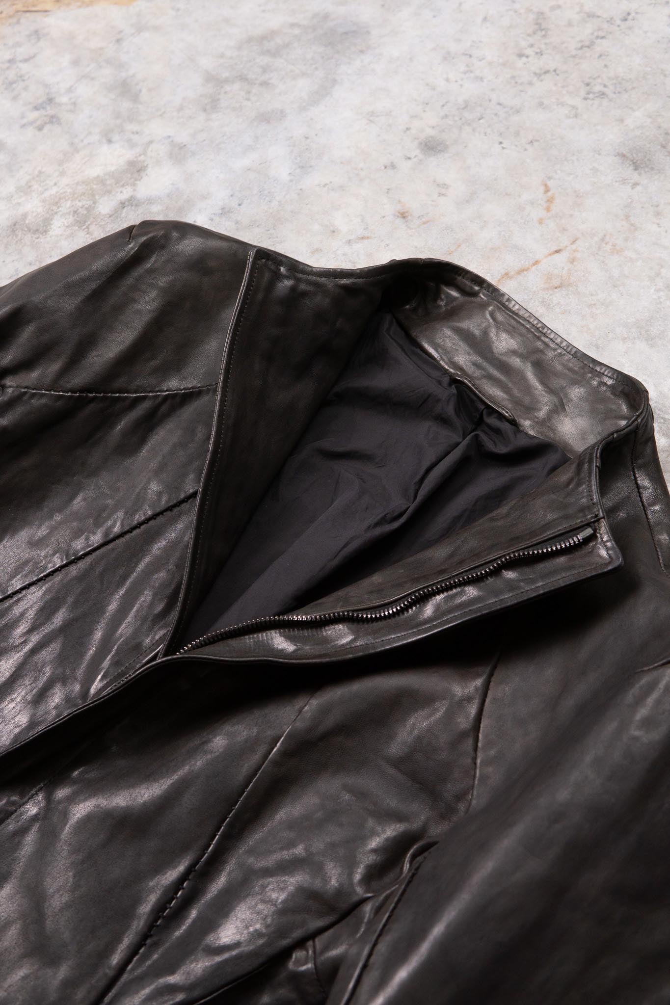 HORSE LEATHER T/NECK ZIP BLOUSON LINED TN-1Z