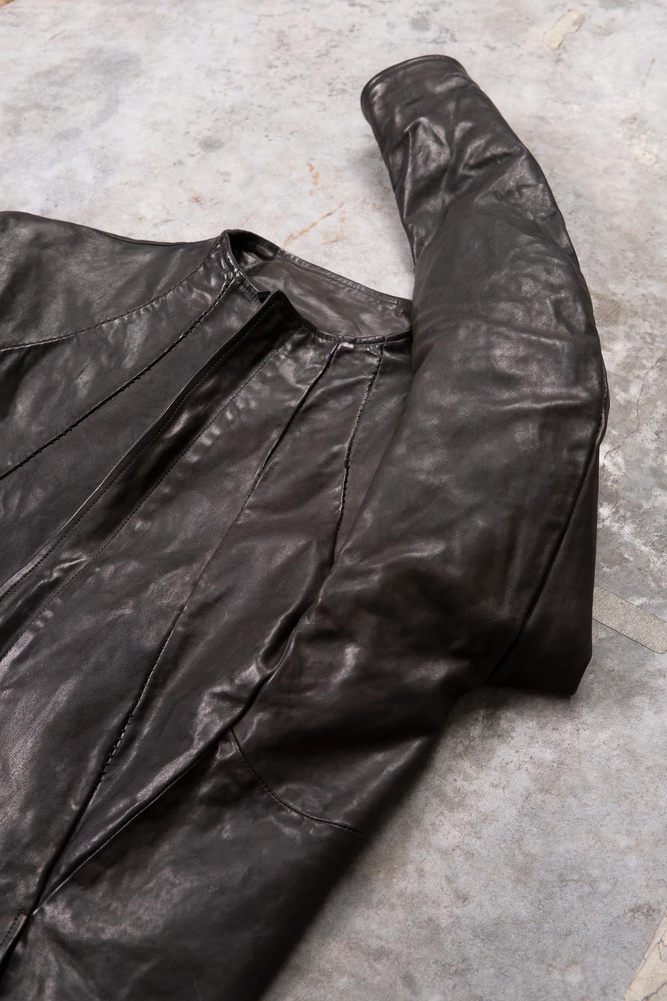 HORSE LEATHER T/NECK ZIP BLOUSON LINED TN-1Z