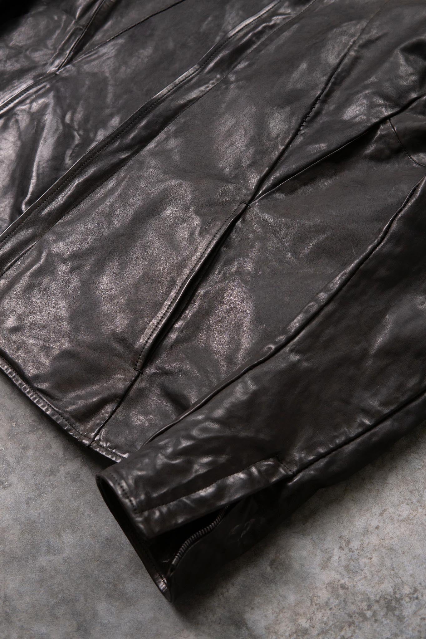 HORSE LEATHER T/NECK ZIP BLOUSON LINED TN-1Z