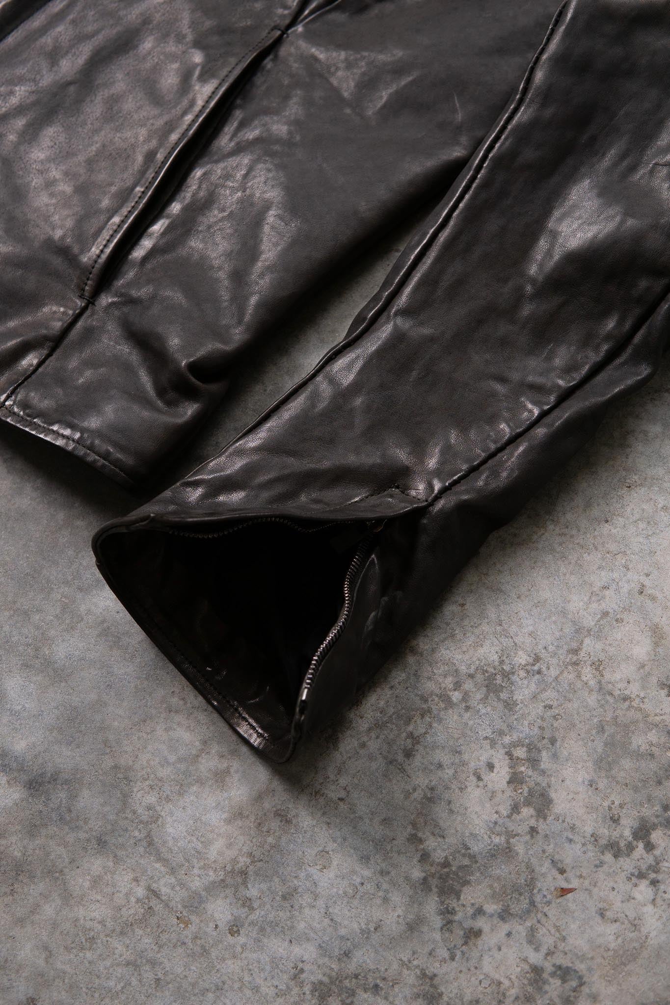 HORSE LEATHER T/NECK ZIP BLOUSON LINED TN-1Z