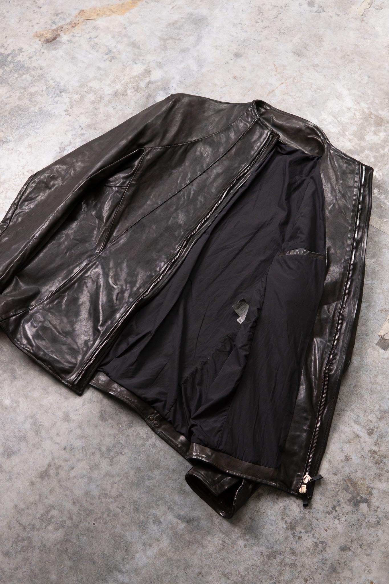 HORSE LEATHER T/NECK ZIP BLOUSON LINED TN-1Z