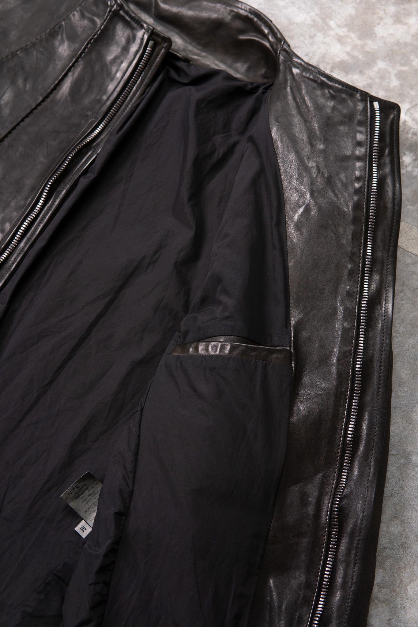 HORSE LEATHER T/NECK ZIP BLOUSON LINED TN-1Z