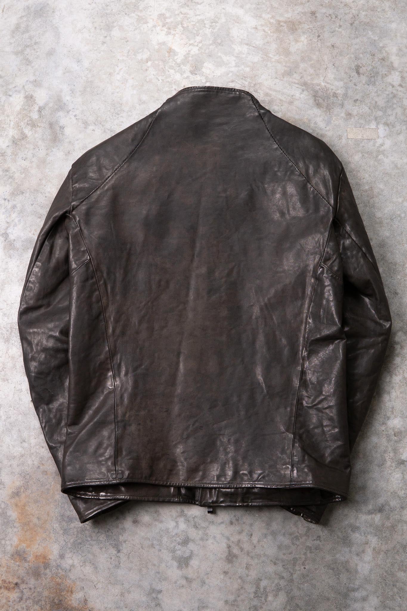 HORSE LEATHER T/NECK ZIP BLOUSON LINED TN-1Z