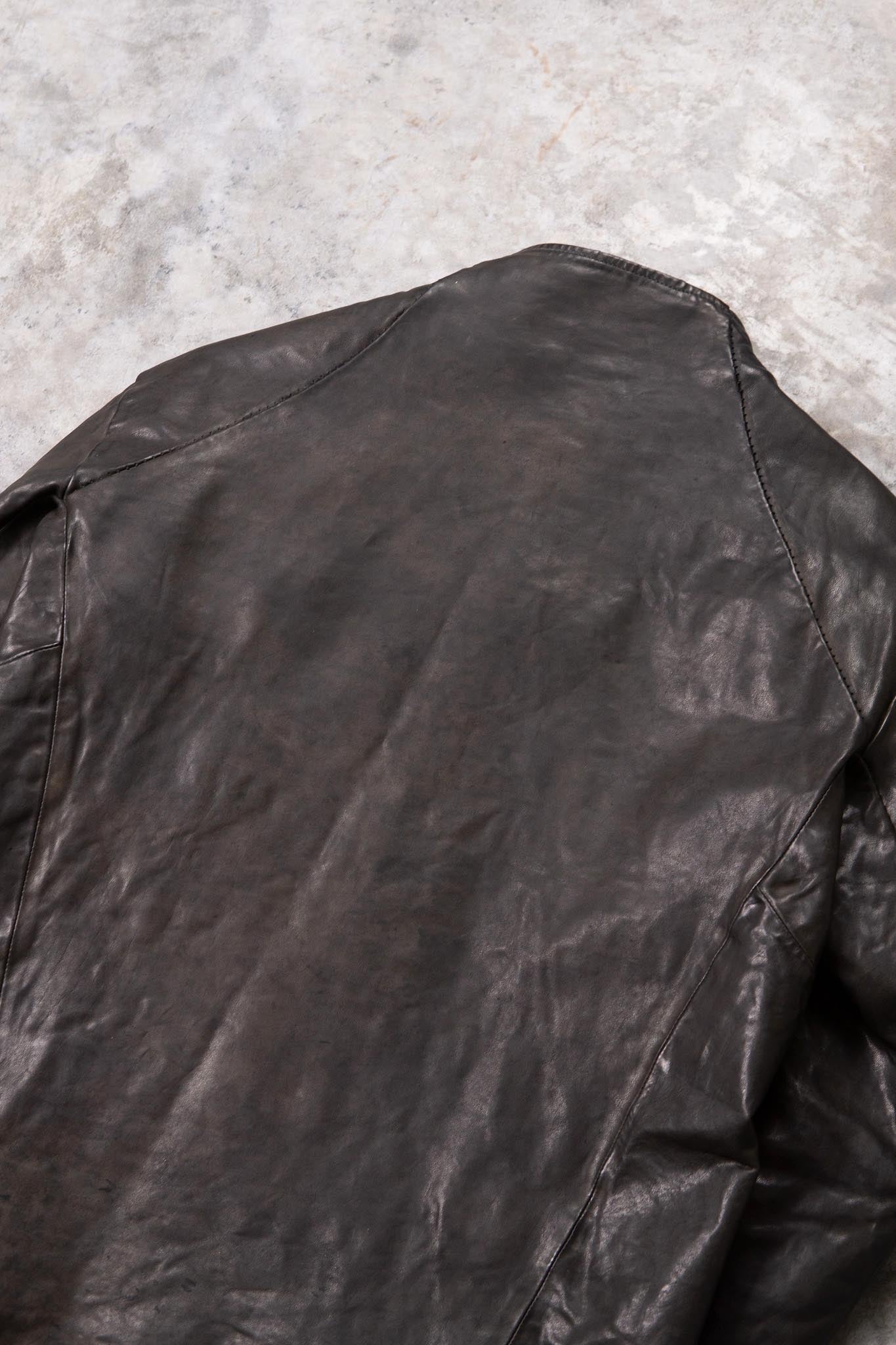 HORSE LEATHER T/NECK ZIP BLOUSON LINED TN-1Z