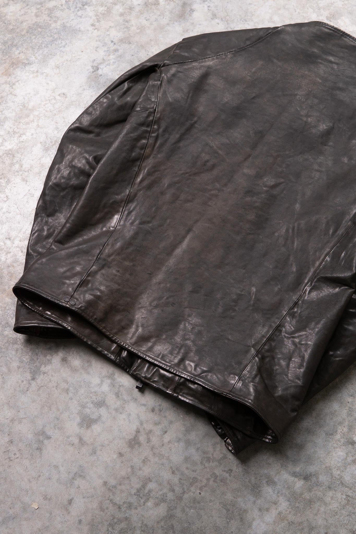 HORSE LEATHER T/NECK ZIP BLOUSON LINED TN-1Z