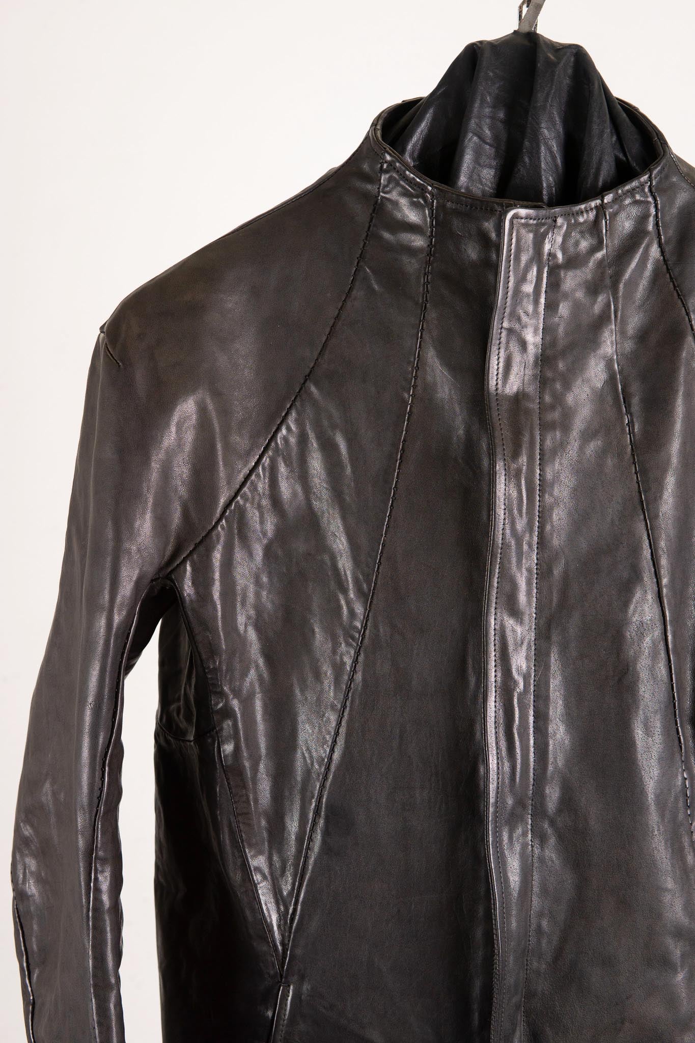 HORSE LEATHER T/NECK ZIP BLOUSON LINED TN-1Z