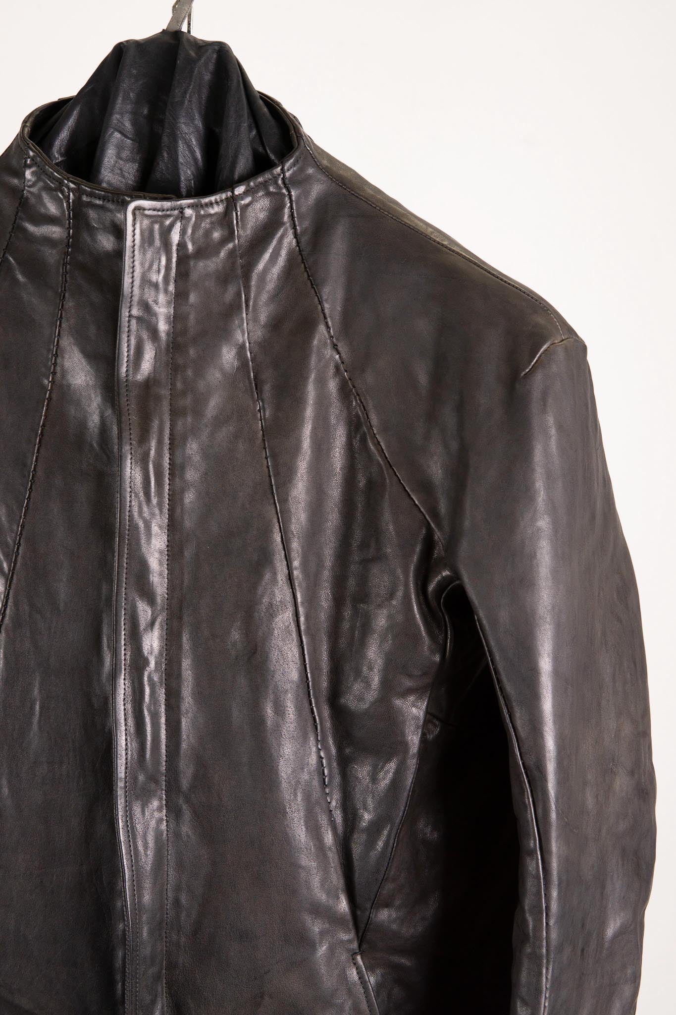 HORSE LEATHER T/NECK ZIP BLOUSON LINED TN-1Z