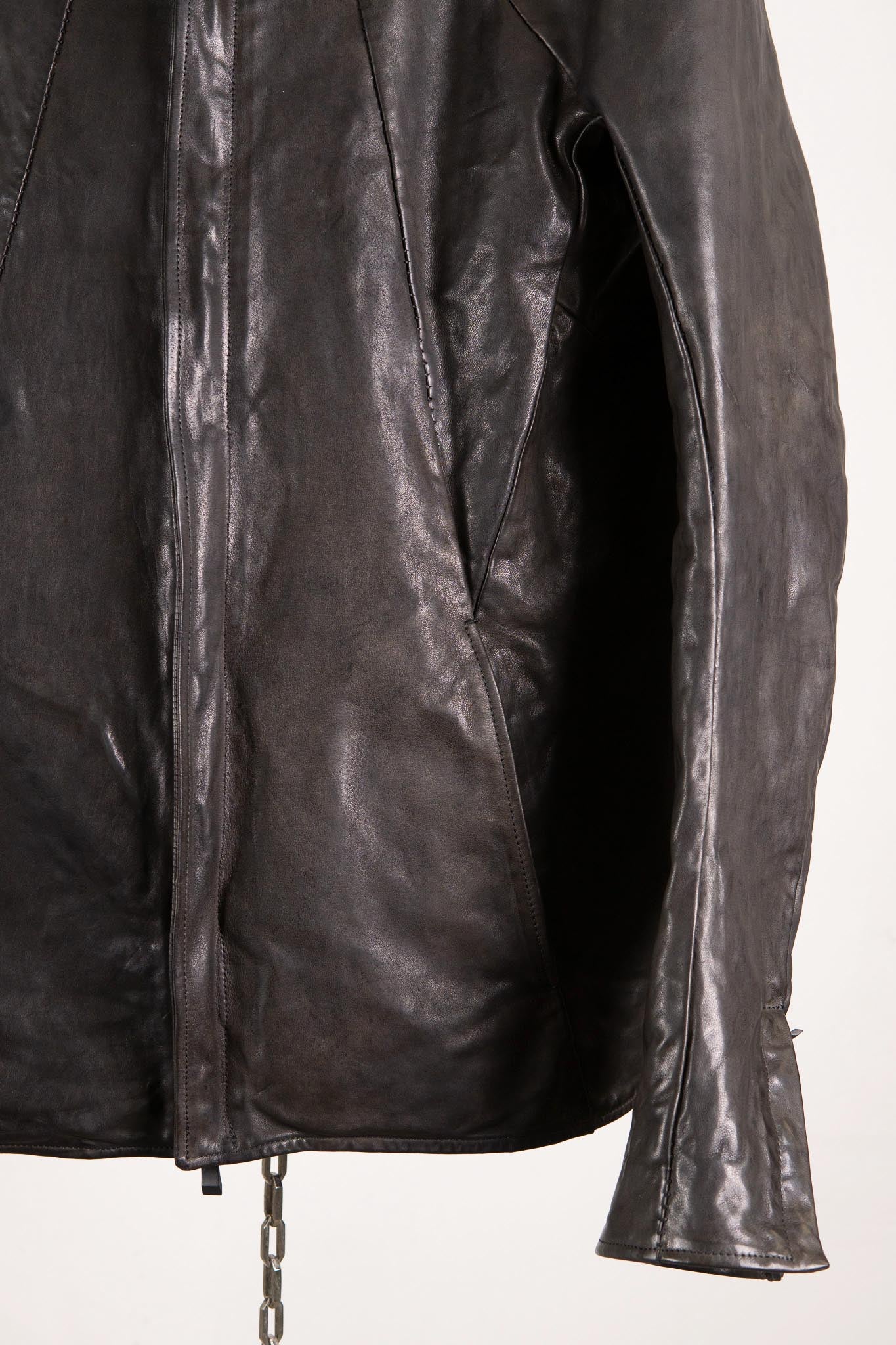 HORSE LEATHER T/NECK ZIP BLOUSON LINED TN-1Z