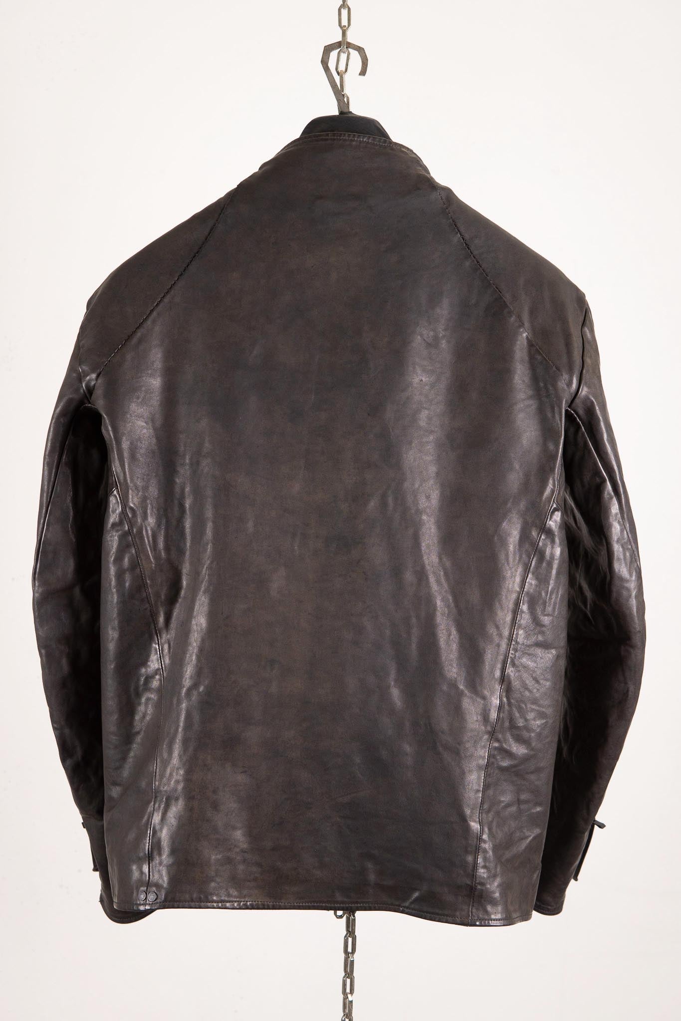 HORSE LEATHER T/NECK ZIP BLOUSON LINED TN-1Z