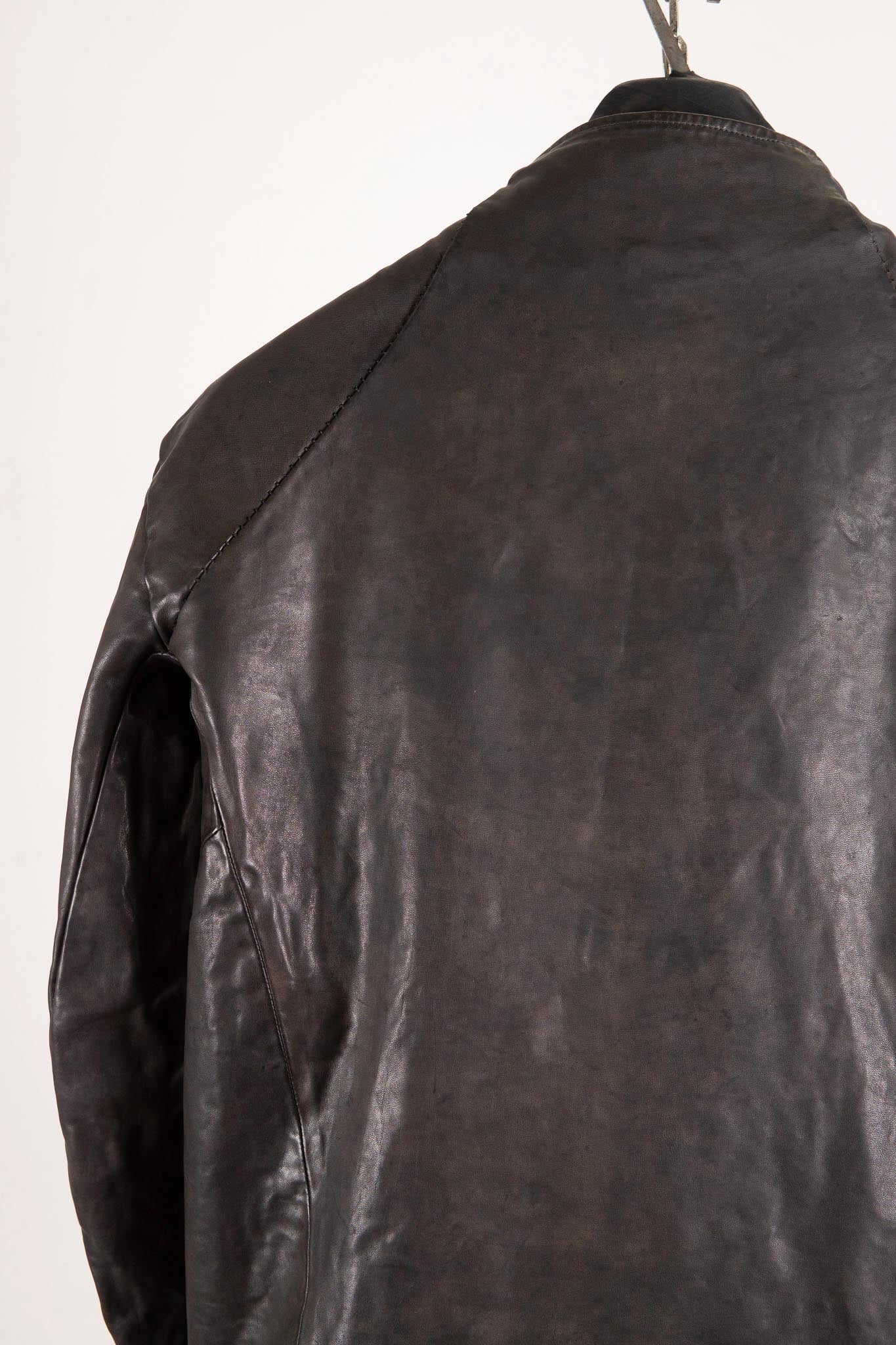 HORSE LEATHER T/NECK ZIP BLOUSON LINED TN-1Z