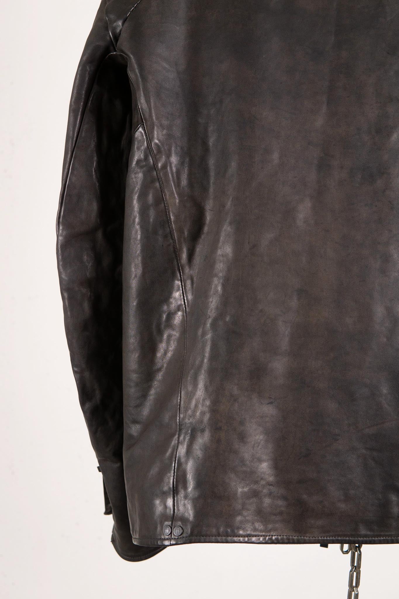 HORSE LEATHER T/NECK ZIP BLOUSON LINED TN-1Z