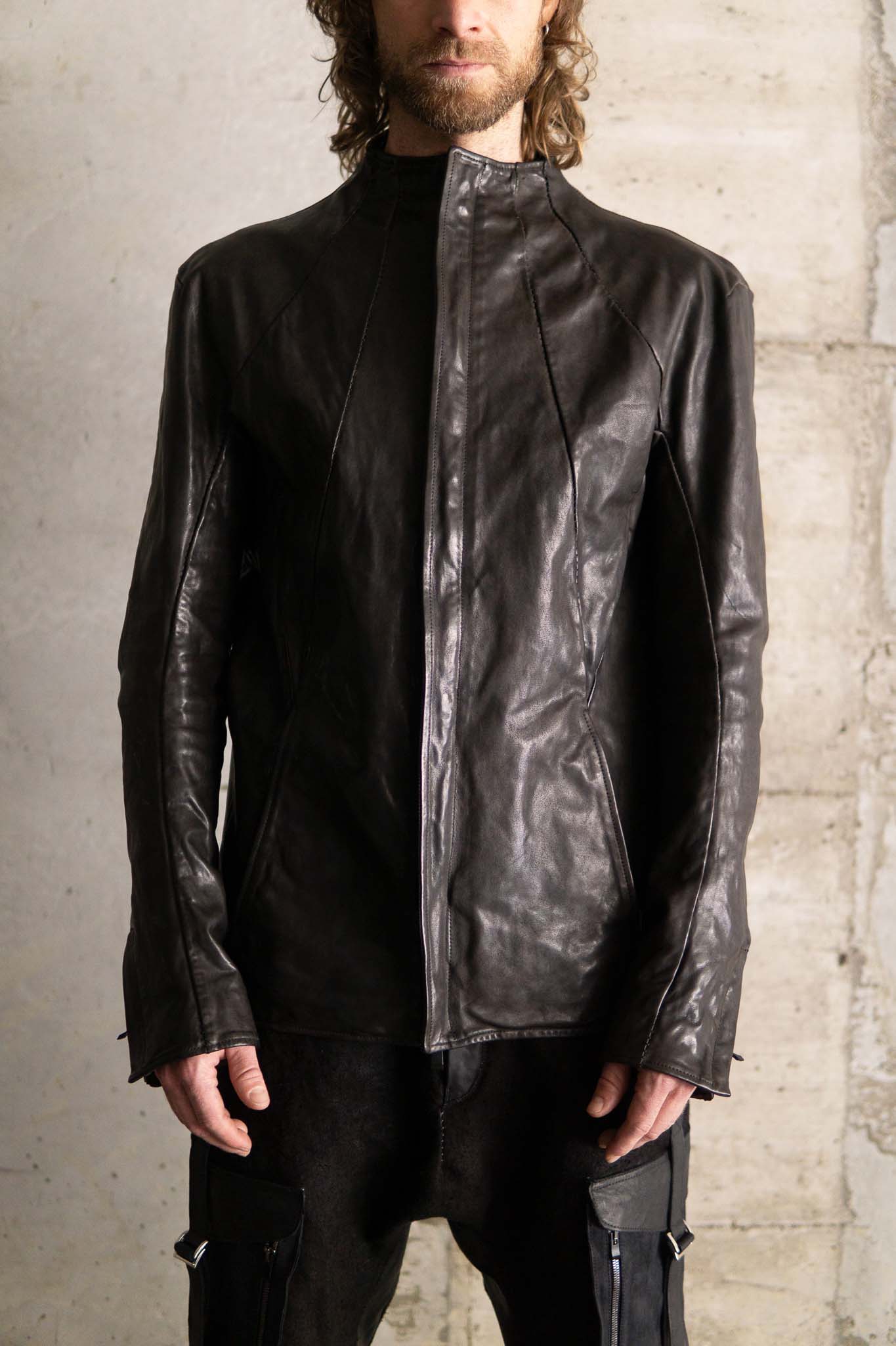 HORSE LEATHER T/NECK ZIP BLOUSON LINED TN-1Z