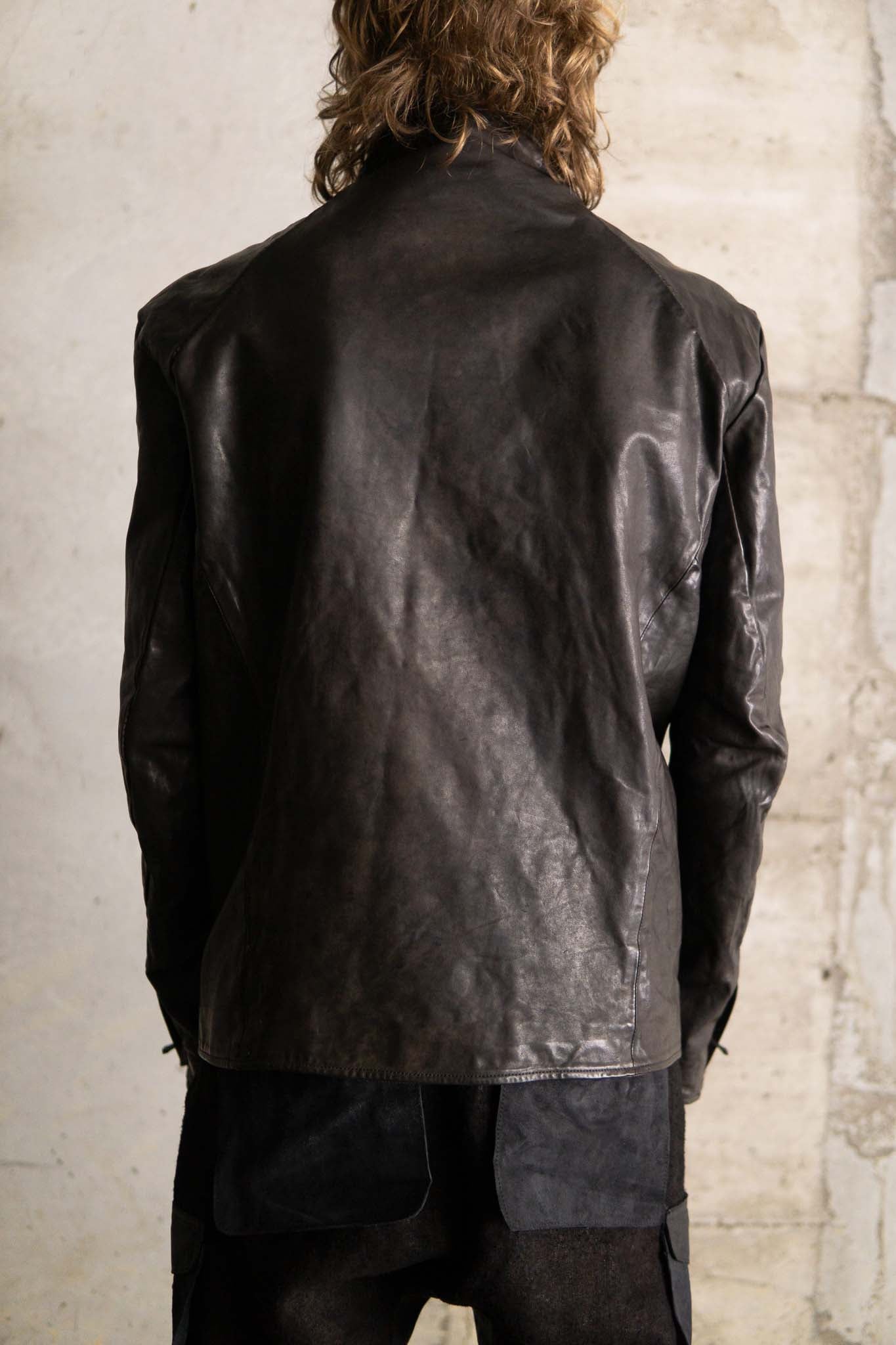HORSE LEATHER T/NECK ZIP BLOUSON LINED TN-1Z