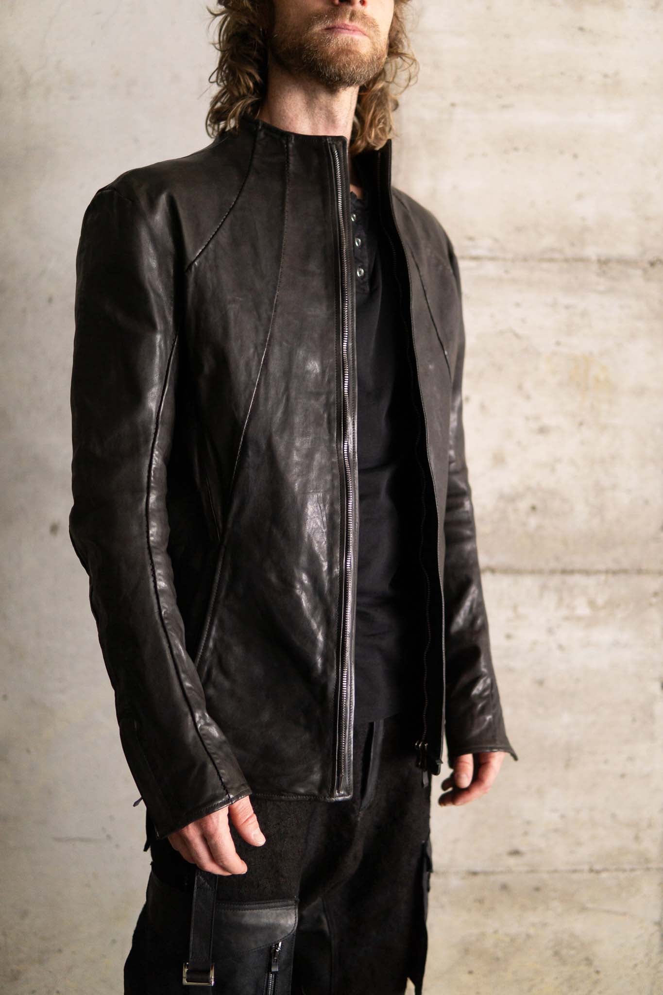 HORSE LEATHER T/NECK ZIP BLOUSON LINED TN-1Z