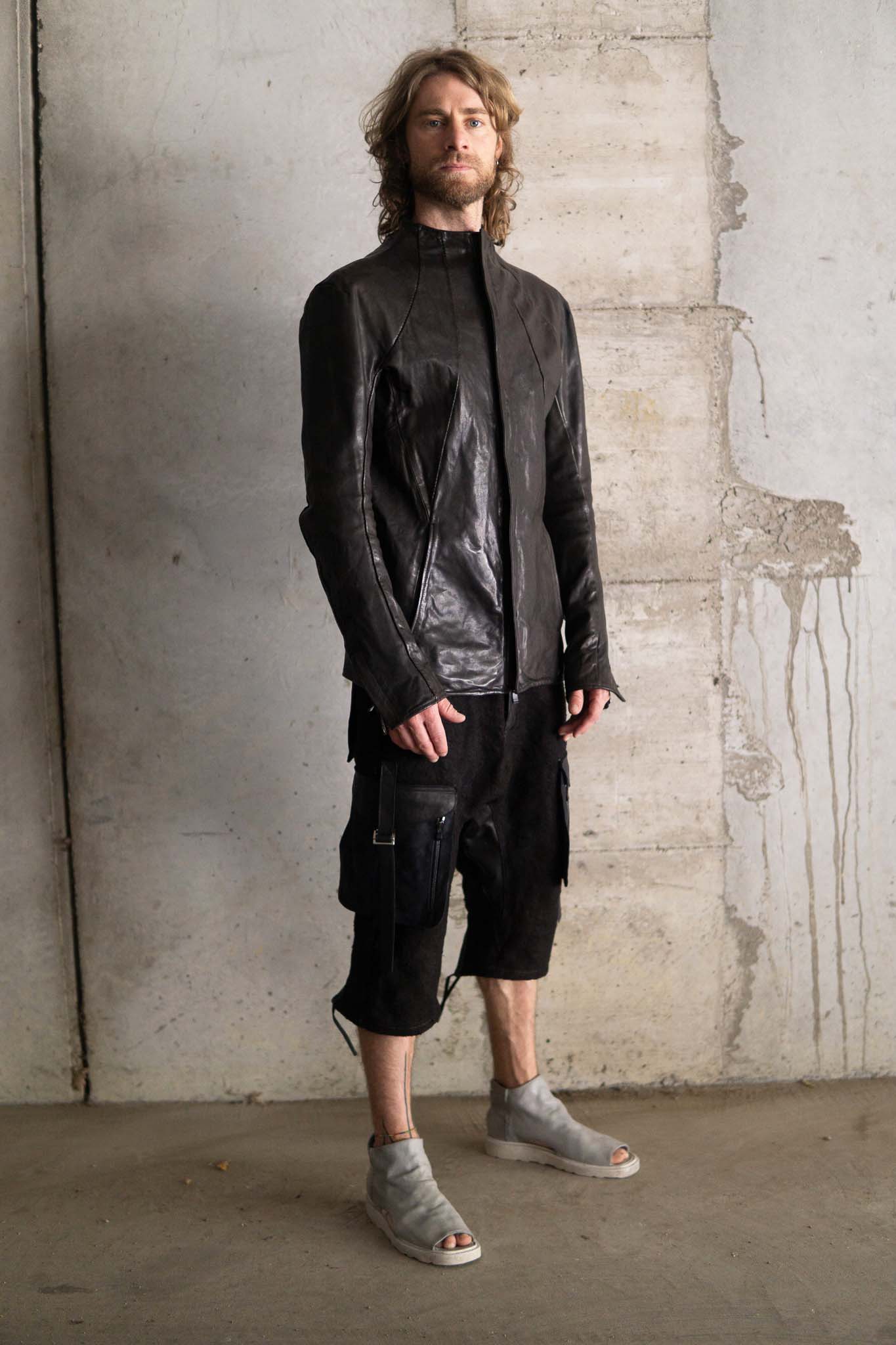 HORSE LEATHER T/NECK ZIP BLOUSON LINED TN-1Z