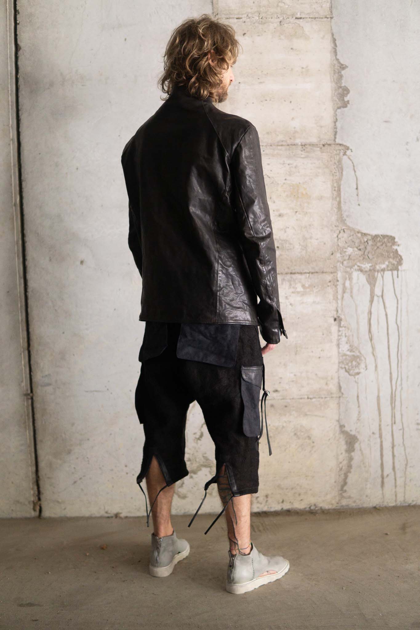HORSE LEATHER T/NECK ZIP BLOUSON LINED TN-1Z