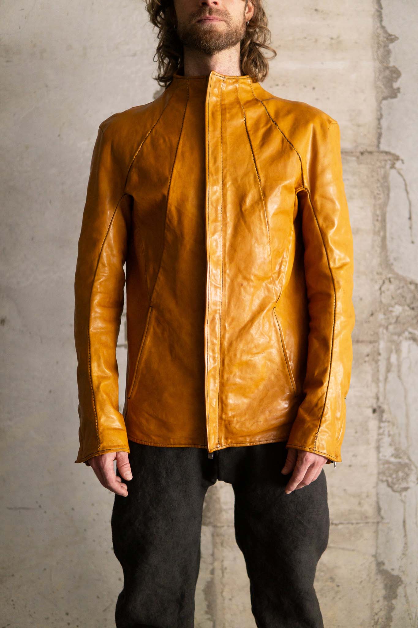 HORSE LEATHER T/NECK ZIP BLOUSON LINED TN-1Z