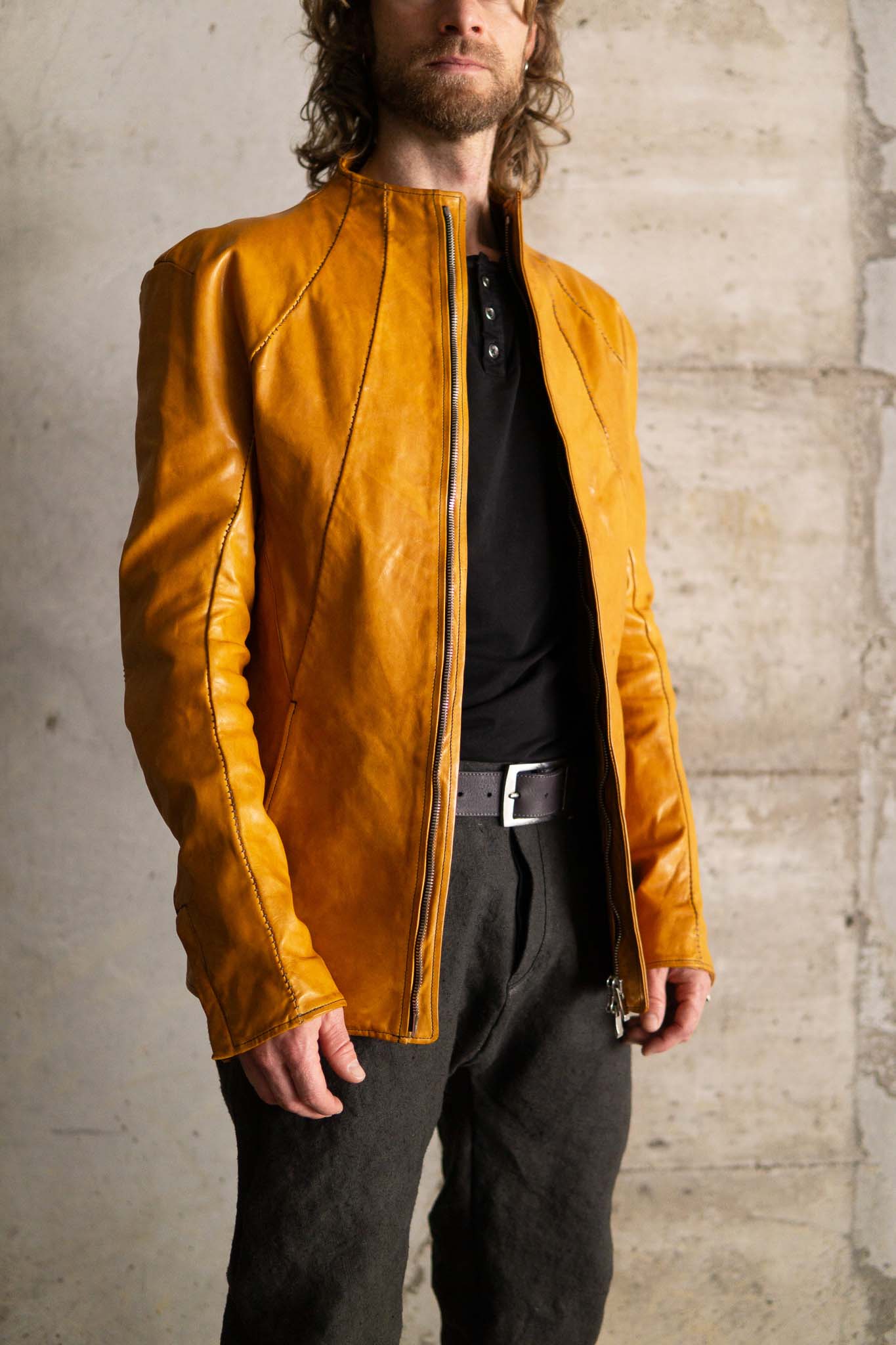 HORSE LEATHER T/NECK ZIP BLOUSON LINED TN-1Z