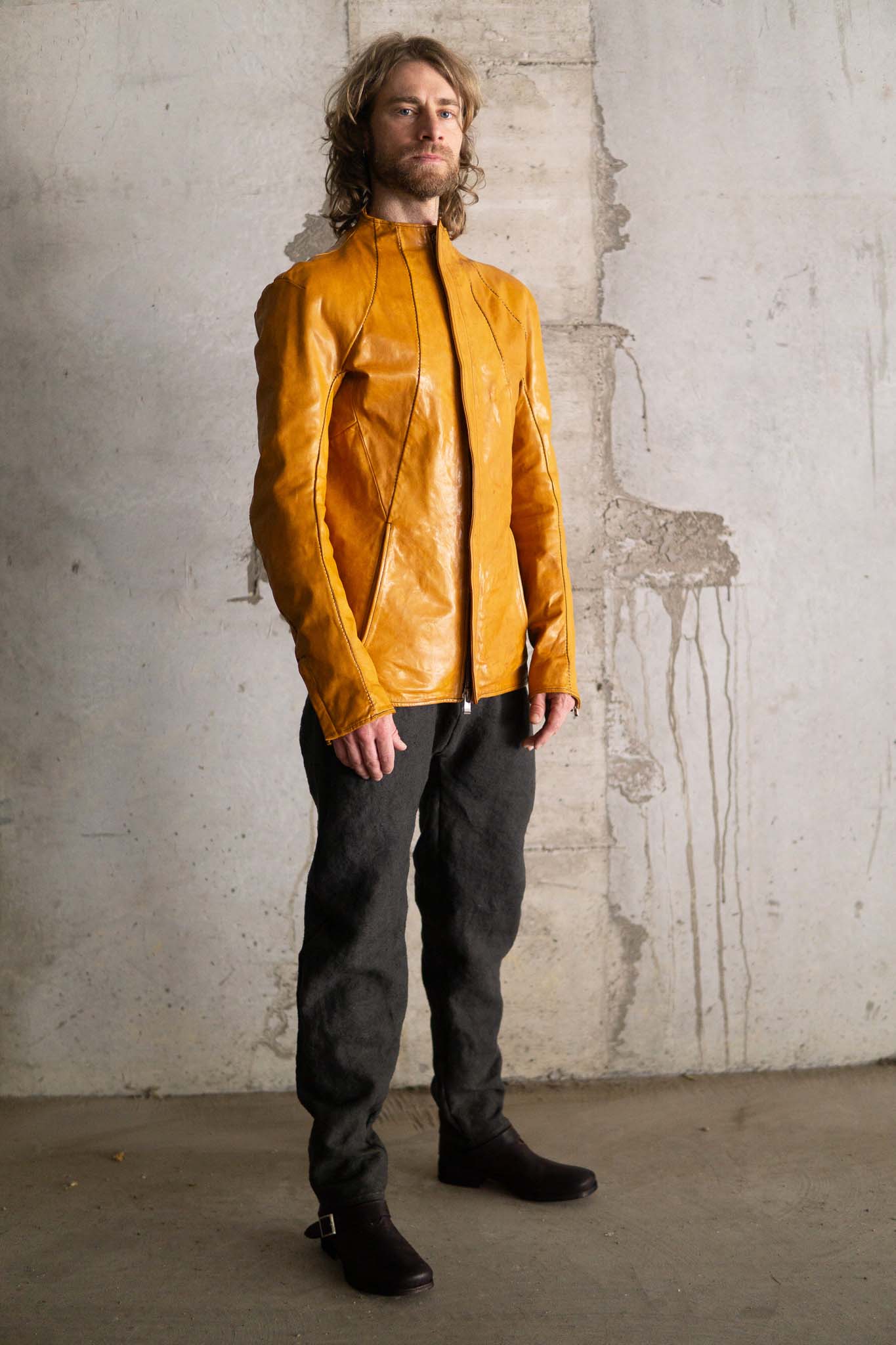 HORSE LEATHER T/NECK ZIP BLOUSON LINED TN-1Z