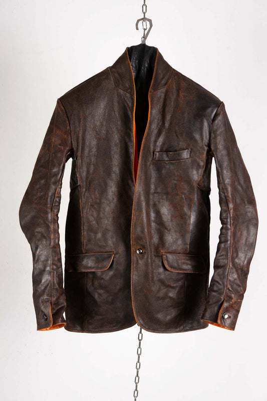 HORSE RESIN LEATHER SHOWL COLLAR JACKET JJK-4