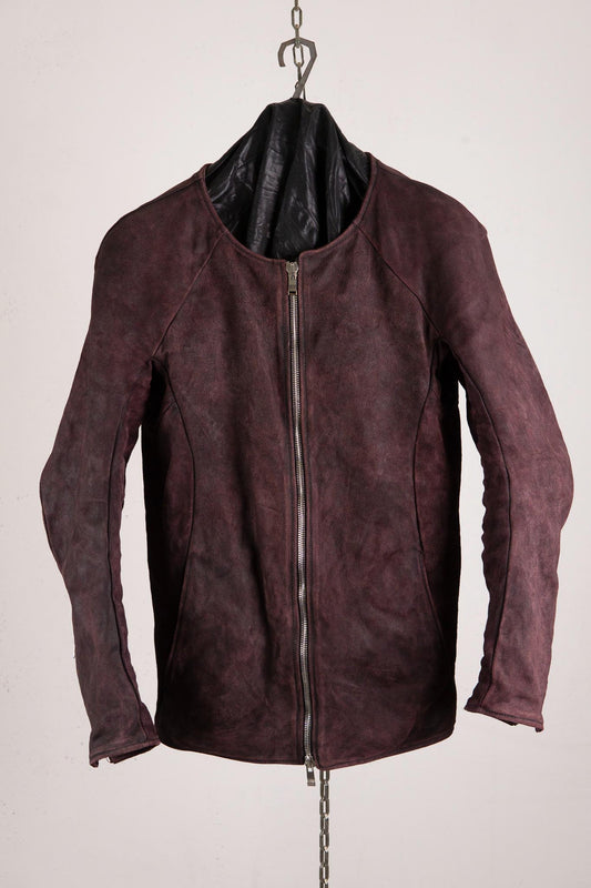 HORSE RESIN LEATHER ZIP FRONT BLOUSON LINED SJ-5 WASHED