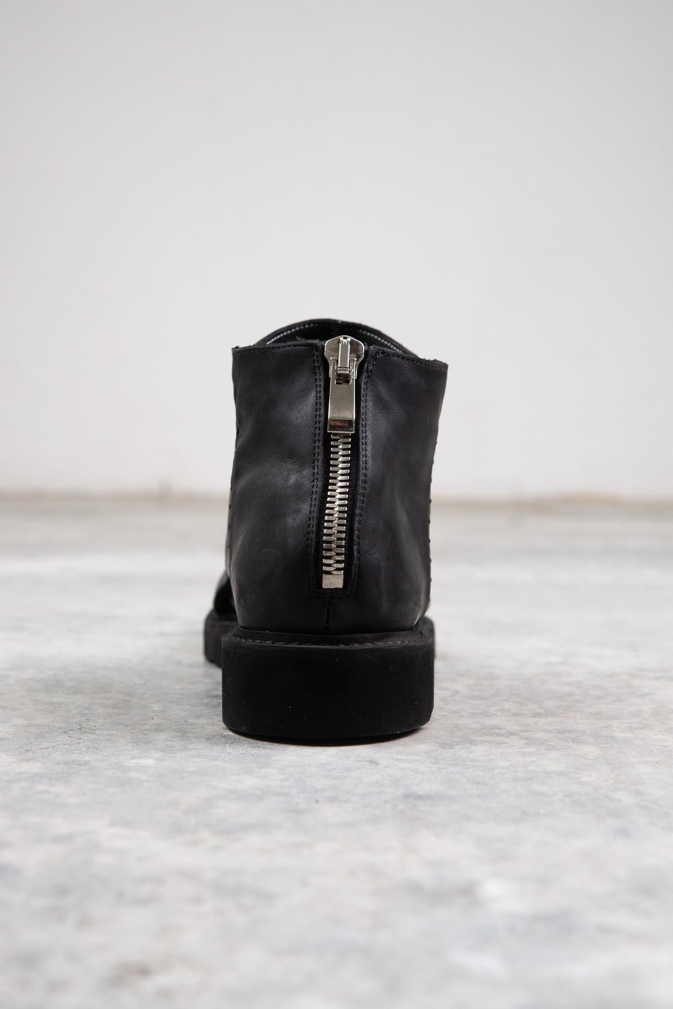 HORSE  LEATHER SANDALI SD-1 BLACK LOW CREPE SOLES PIECE DYED