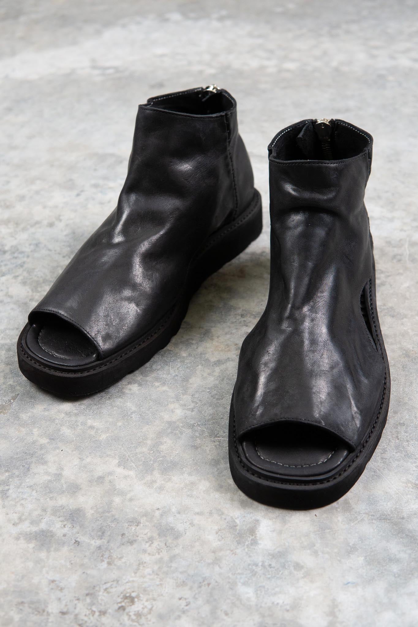 HORSE  LEATHER SANDALI SD-1 BLACK LOW CREPE SOLES PIECE DYED